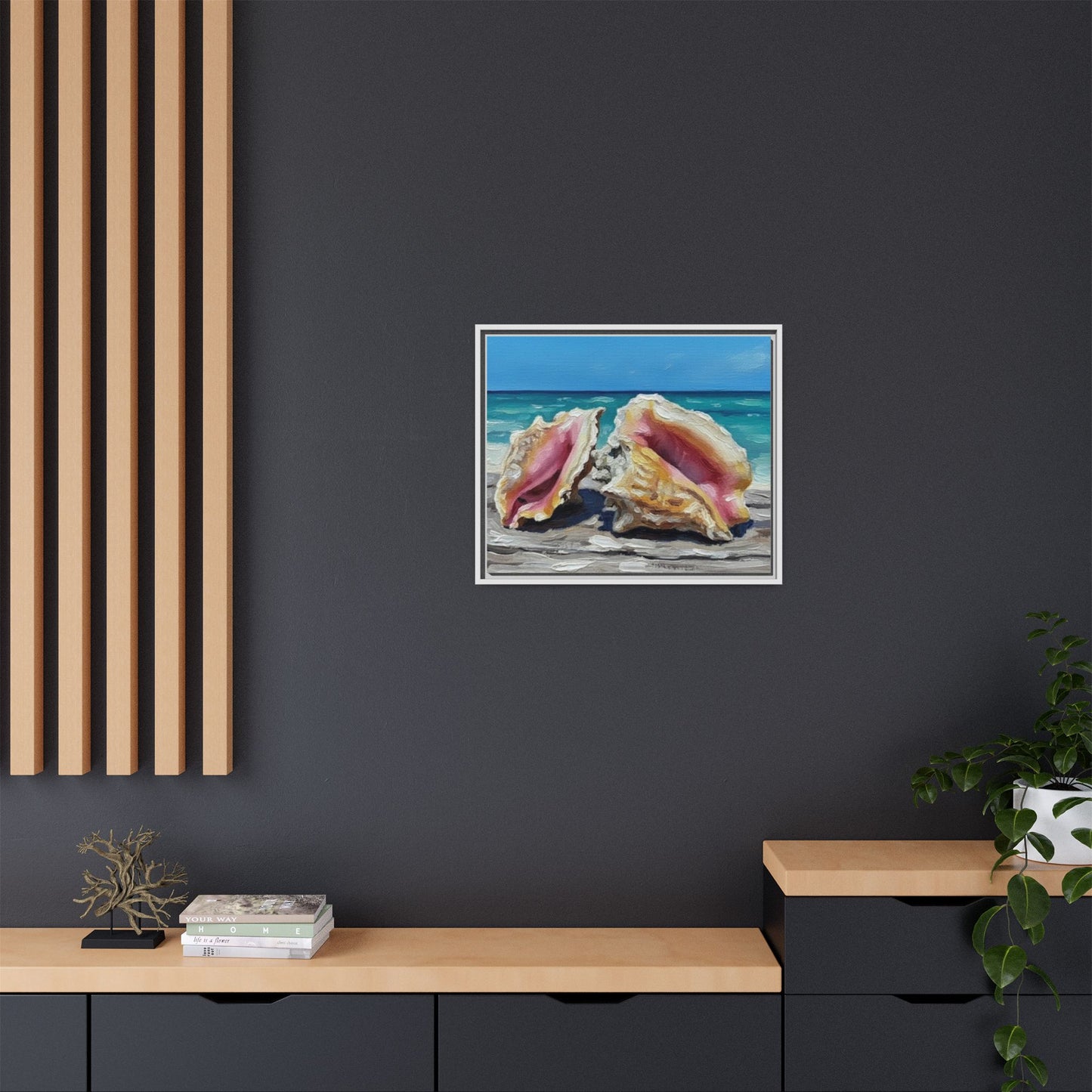 Vibration of the Keys Conch Shell Beach Framed Wall Art