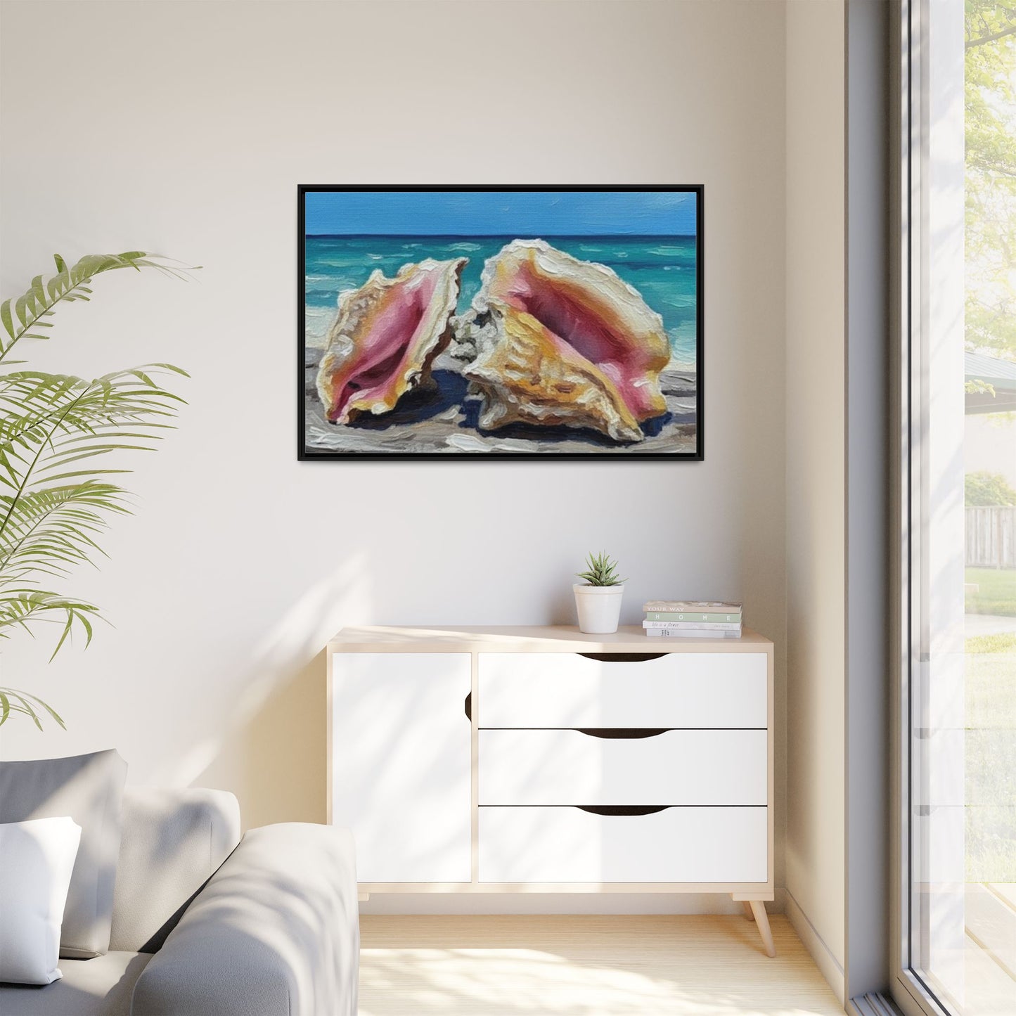 Vibration of the Keys Conch Shell Beach Framed Wall Art