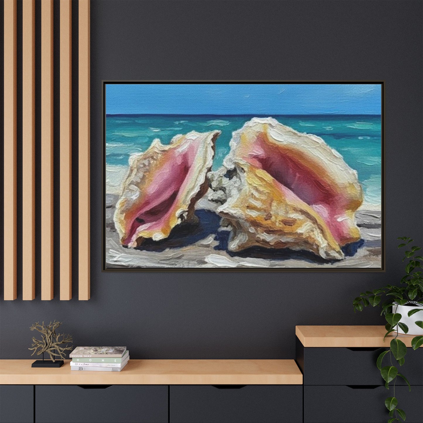 Vibration of the Keys Conch Shell Beach Framed Wall Art