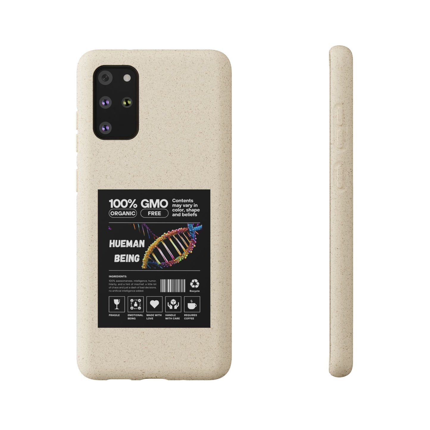 "100% GMO Free Hueman Being" Eco-Friendly Protective Cover