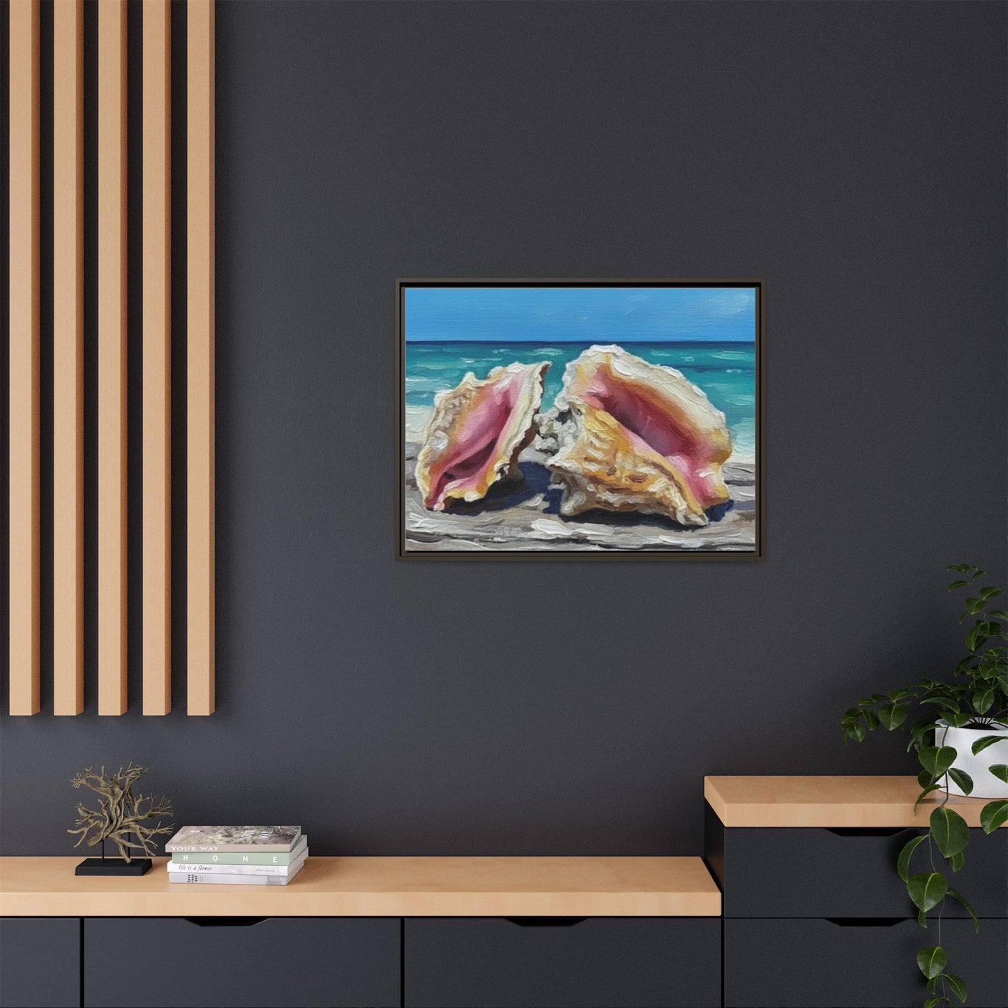 Vibration of the Keys Conch Shell Beach Framed Wall Art