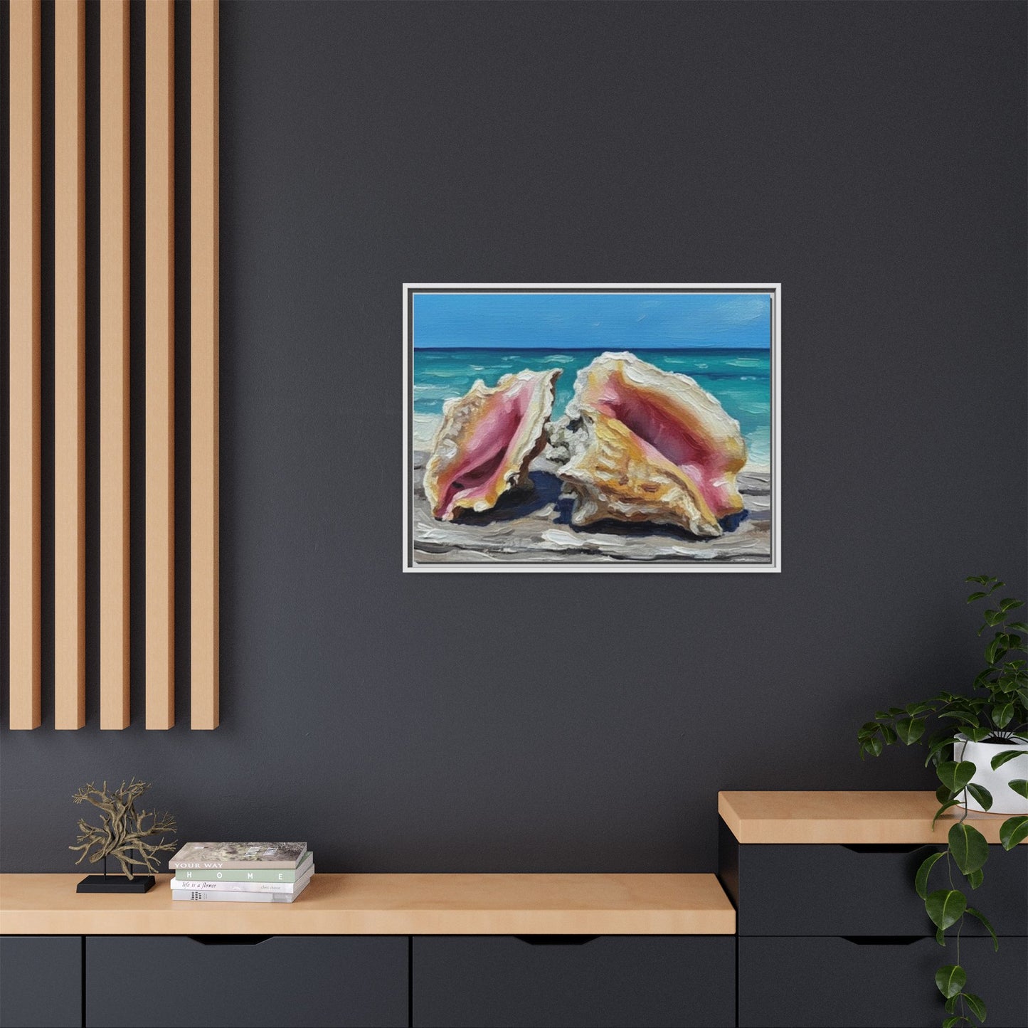 Vibration of the Keys Conch Shell Beach Framed Wall Art