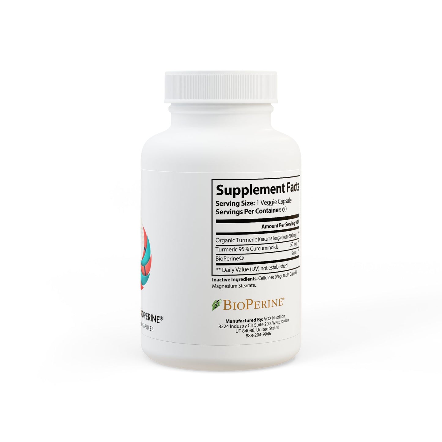 Turmeric with BioPerine® (Black Pepper Fruit Extract) Supplement (60 Capsules)