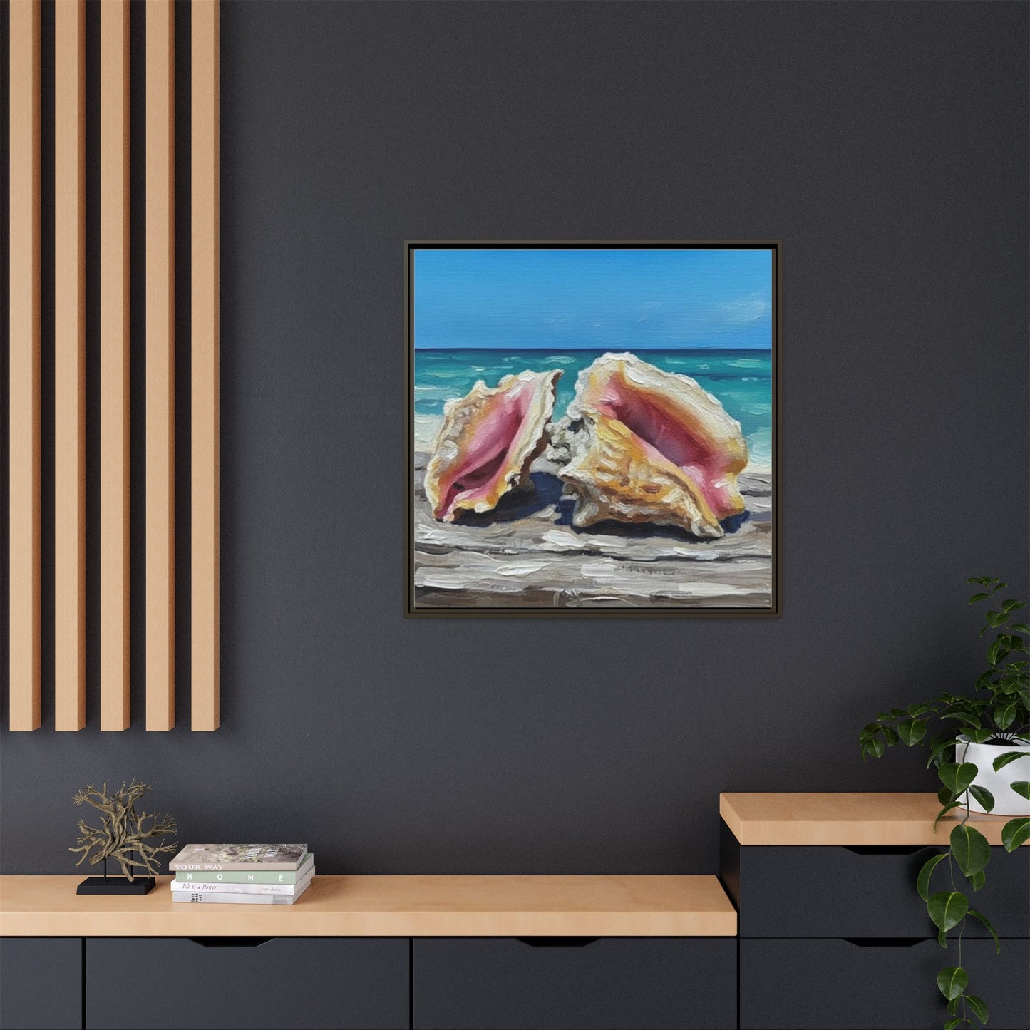 Vibration of the Keys Conch Shell Beach Framed Wall Art