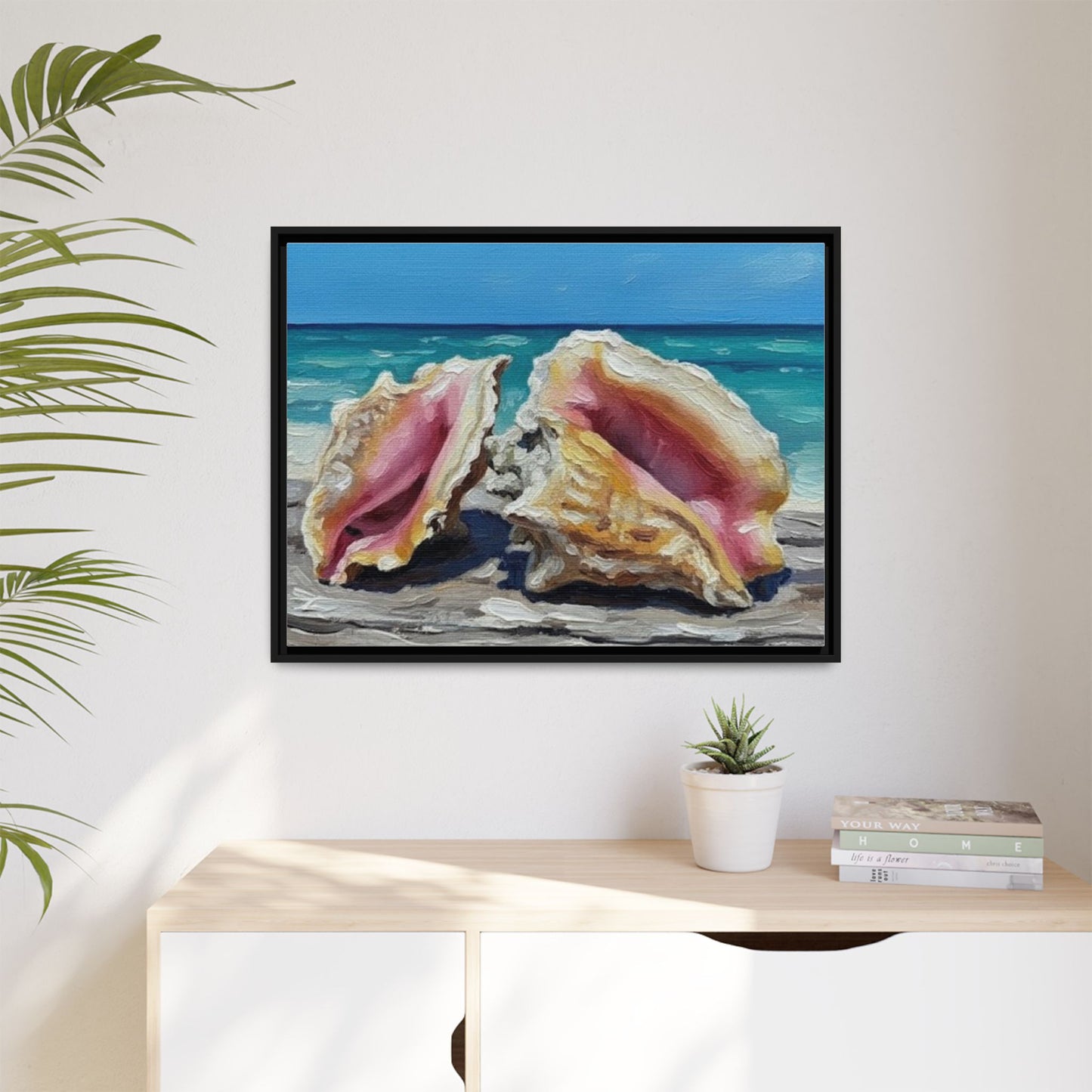 Vibration of the Keys Conch Shell Beach Framed Wall Art