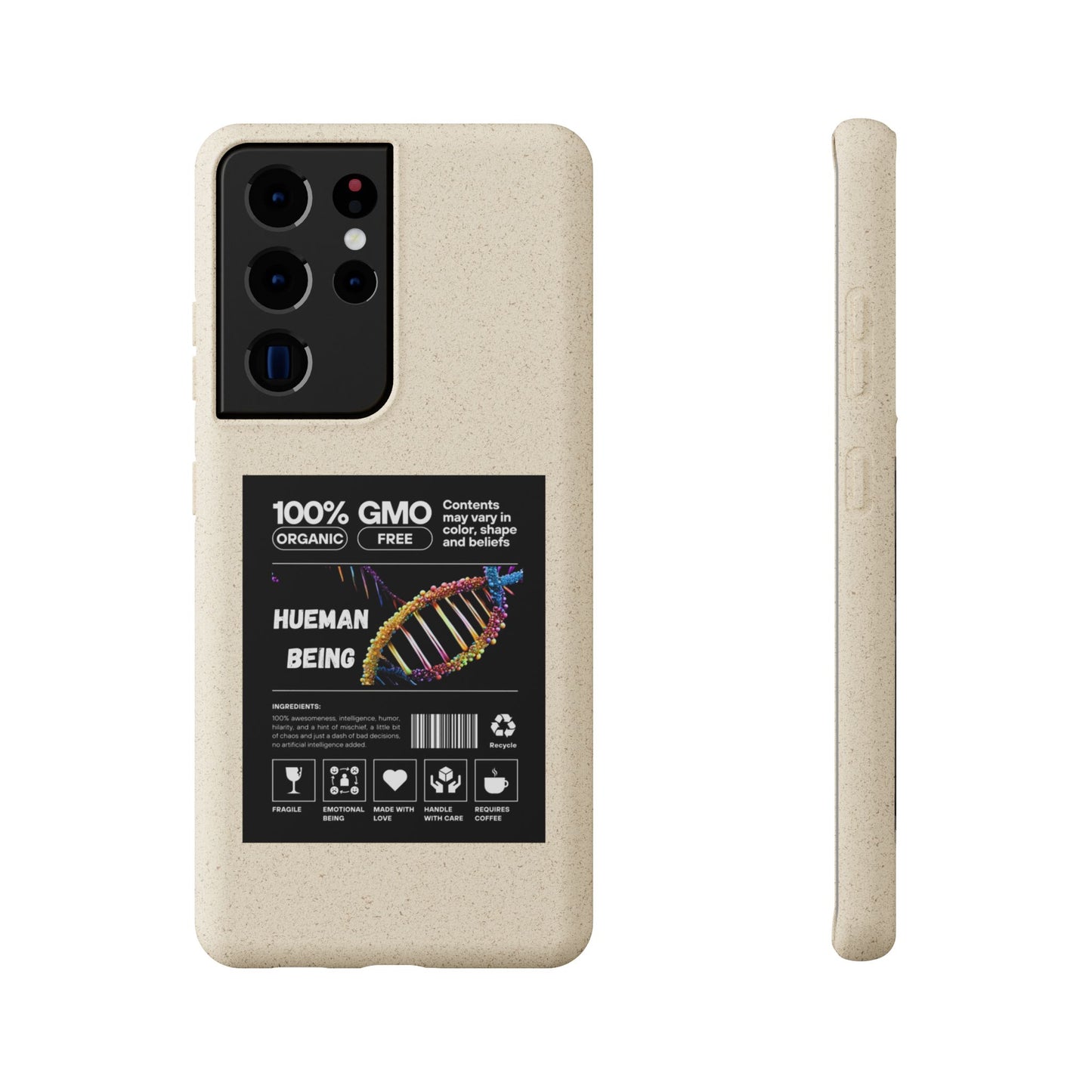 "100% GMO Free Hueman Being" Eco-Friendly Protective Cover