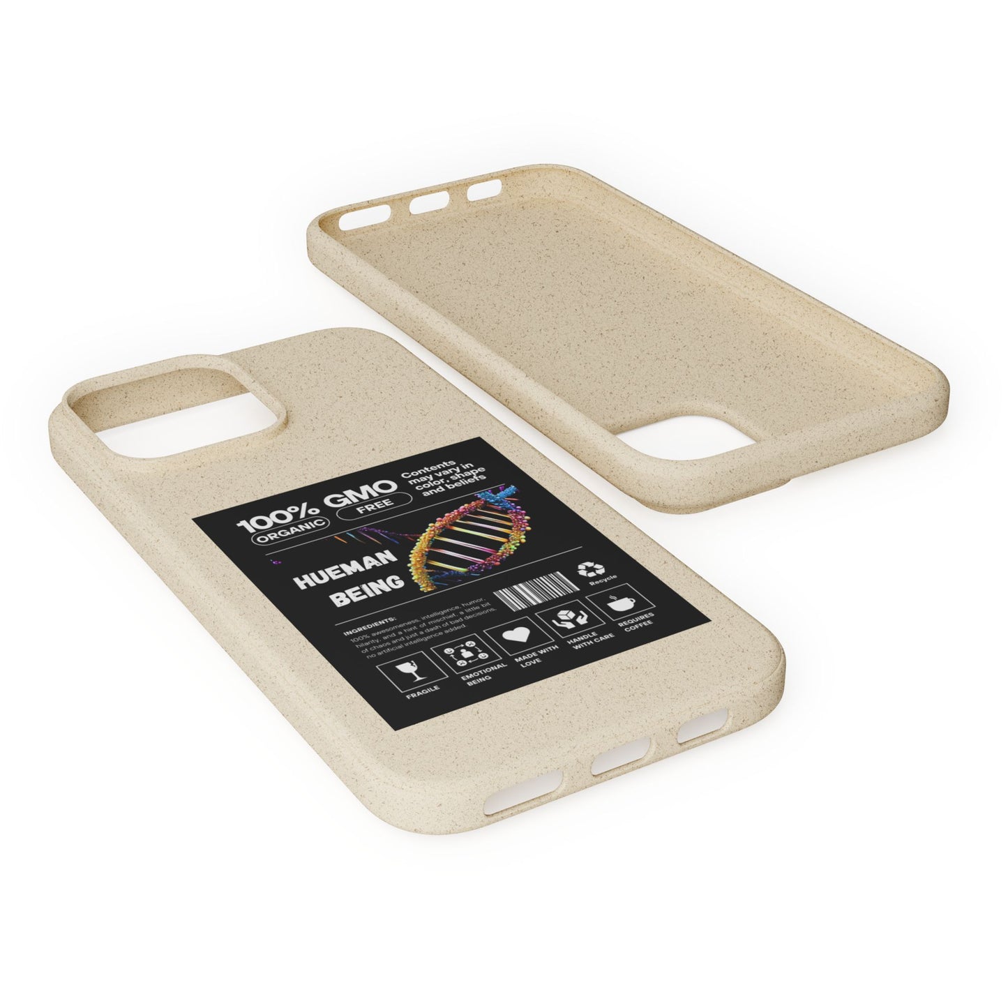 "100% GMO Free Hueman Being" Eco-Friendly Protective Cover