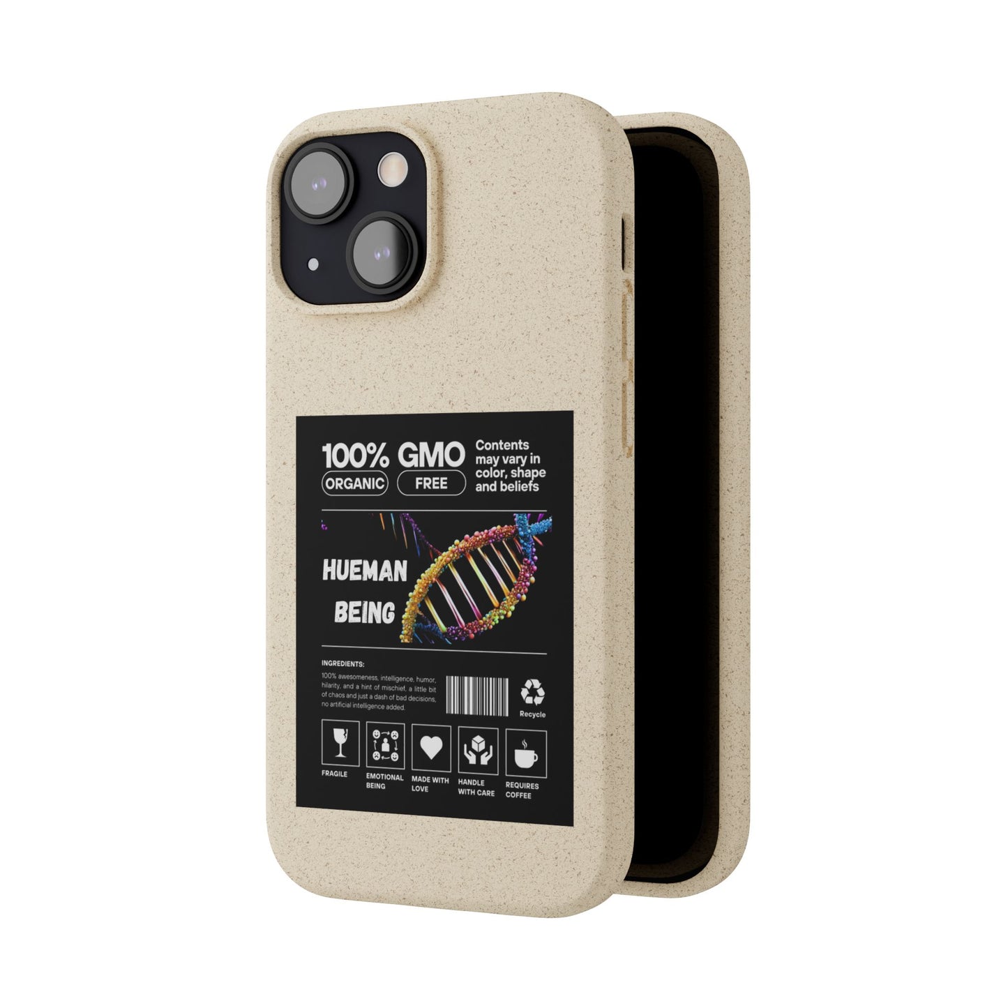 "100% GMO Free Hueman Being" Eco-Friendly Protective Cover