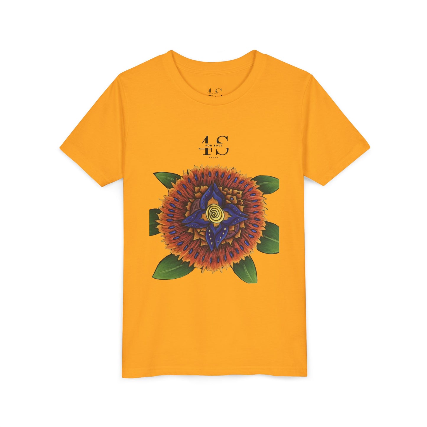 Camiseta juvenil con vibrante estampado geométrico de girasol