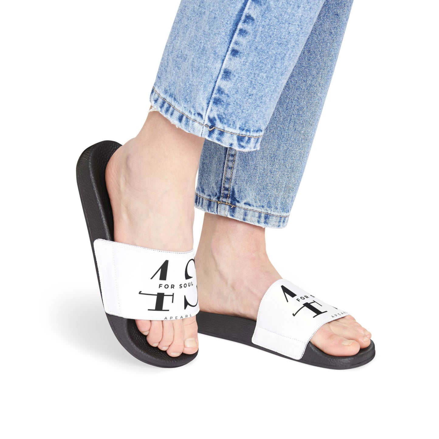Women's For Soul White Removable‑Strap Slide Sandals