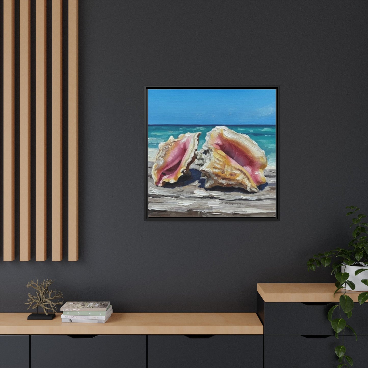 Vibration of the Keys Conch Shell Beach Framed Wall Art