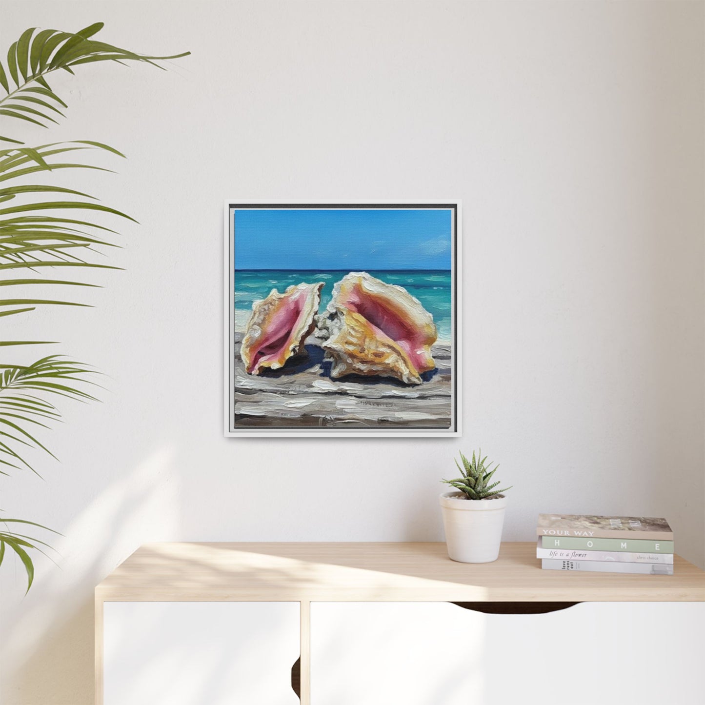 Vibration of the Keys Conch Shell Beach Framed Wall Art
