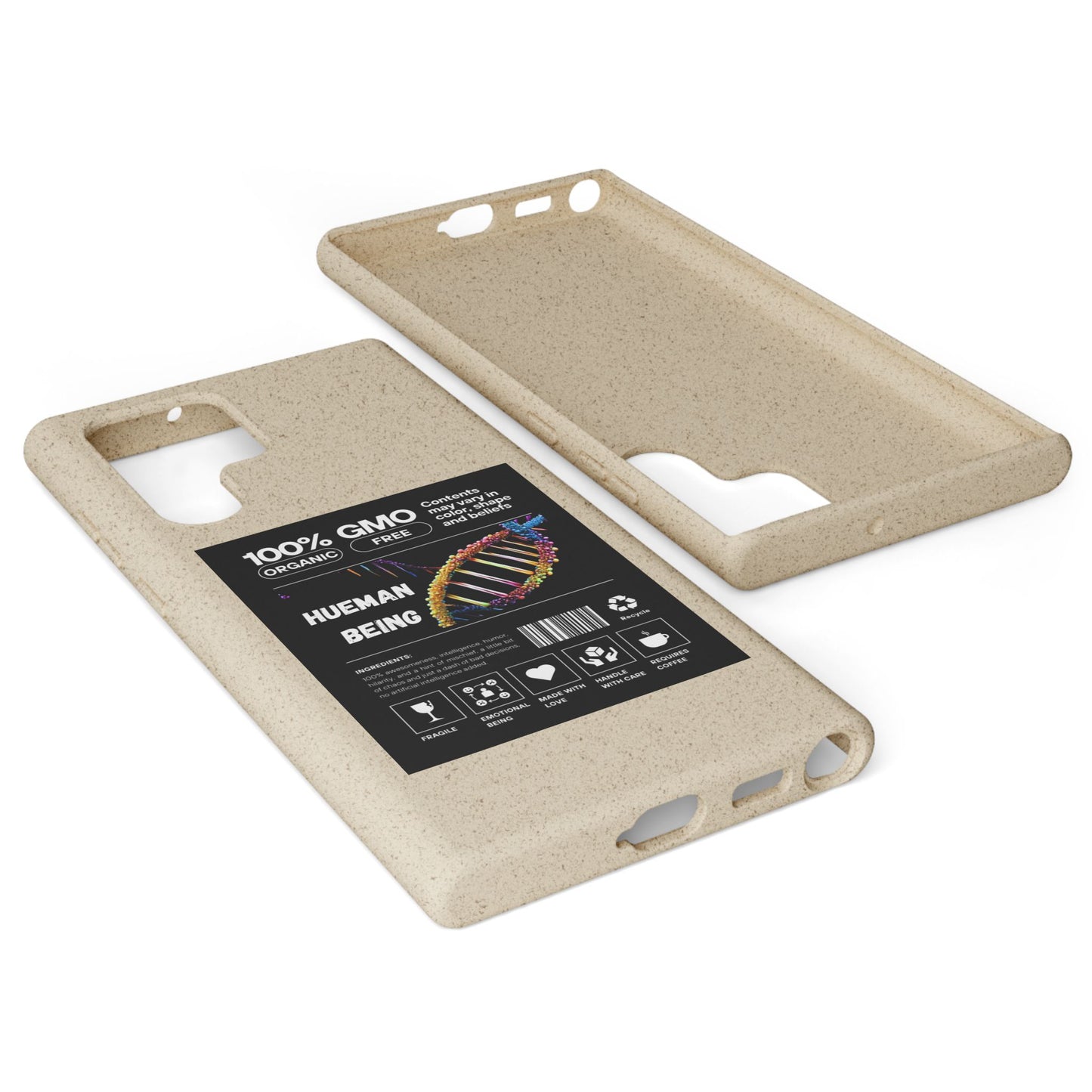 "100% GMO Free Hueman Being" Eco-Friendly Protective Cover