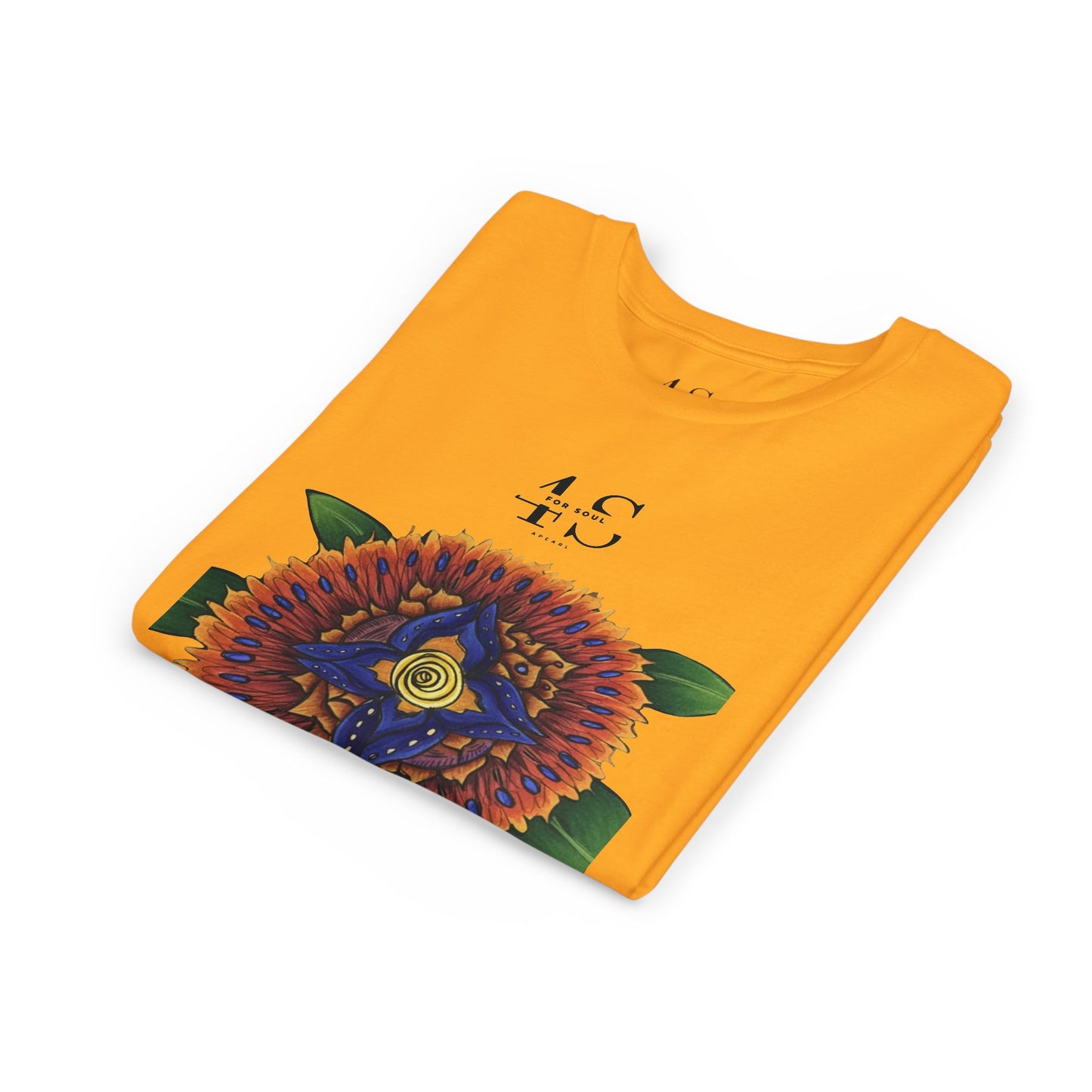 Camiseta juvenil con vibrante estampado geométrico de girasol