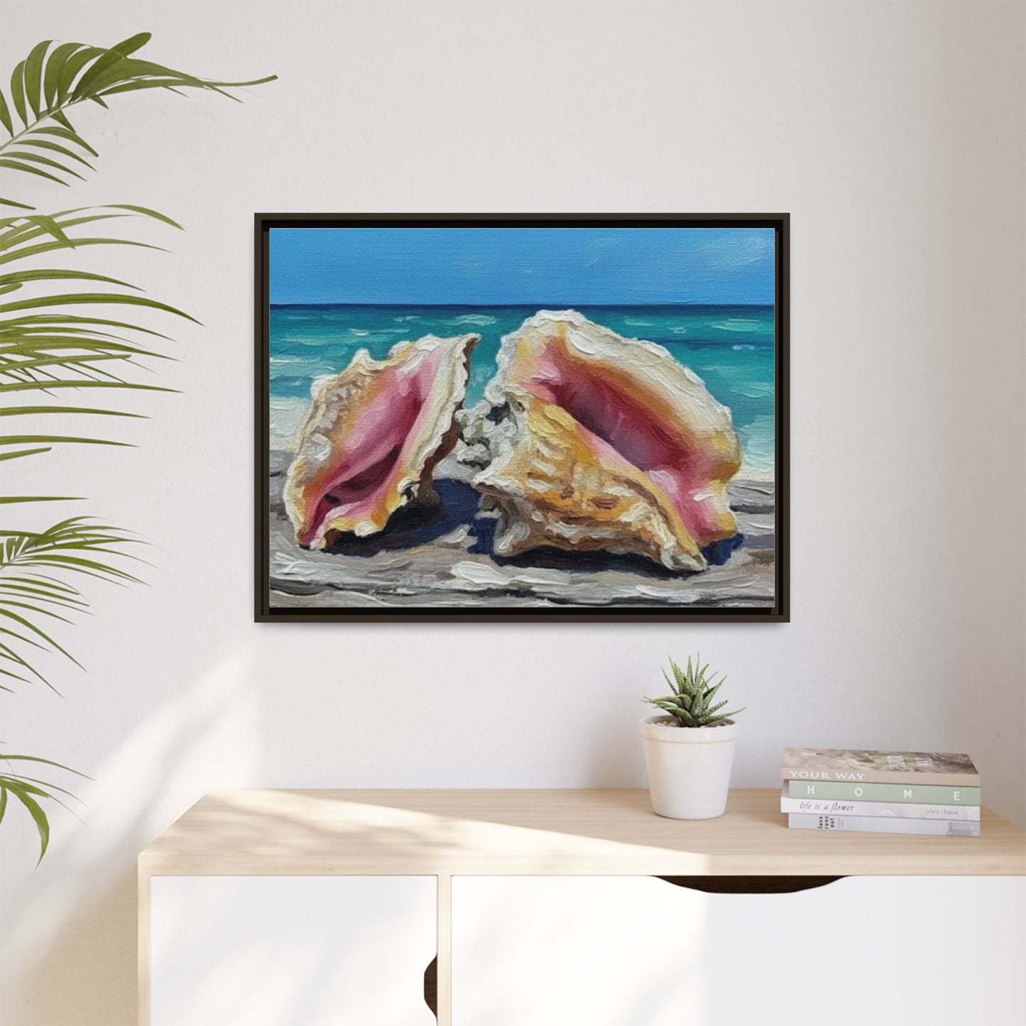 Vibration of the Keys Conch Shell Beach Framed Wall Art