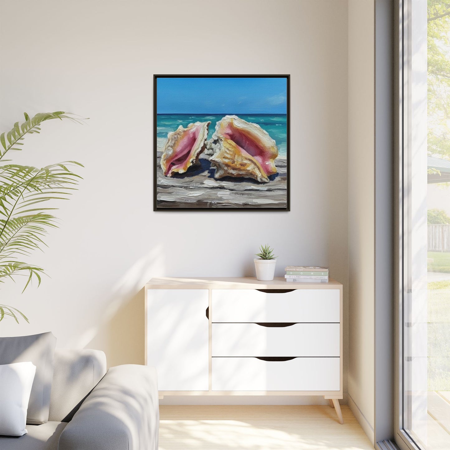 Vibration of the Keys Conch Shell Beach Framed Wall Art