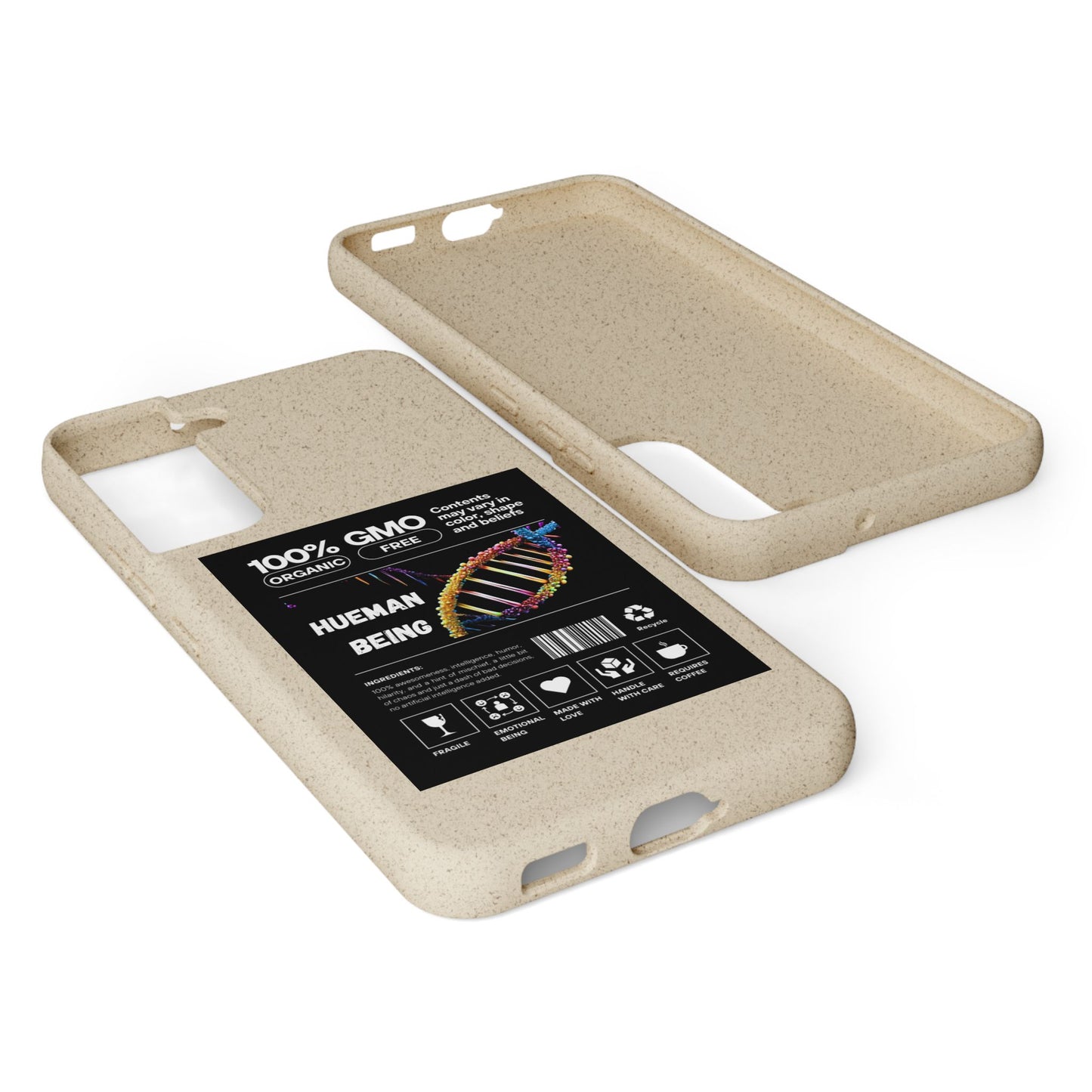 "100% GMO Free Hueman Being" Eco-Friendly Protective Cover