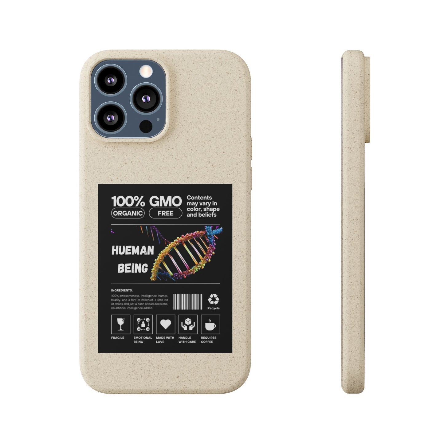 "100% GMO Free Hueman Being" Eco-Friendly Protective Cover