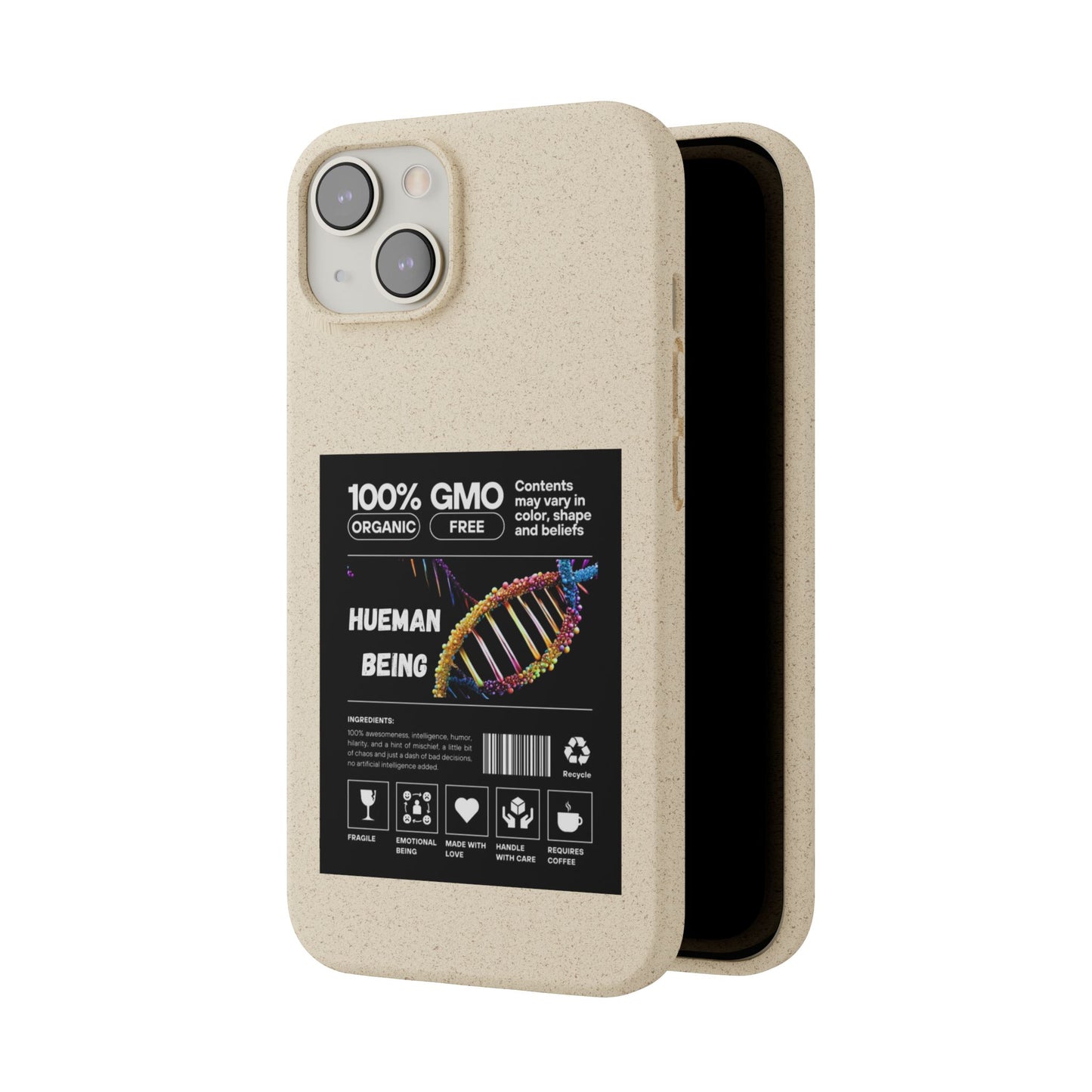 "100% GMO Free Hueman Being" Eco-Friendly Protective Cover