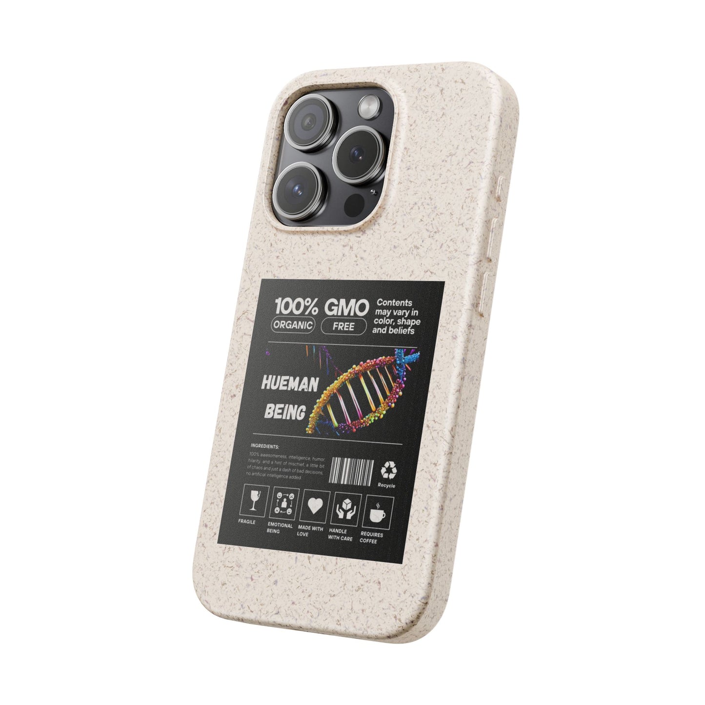 "100% GMO Free Hueman Being" Eco-Friendly Protective Cover