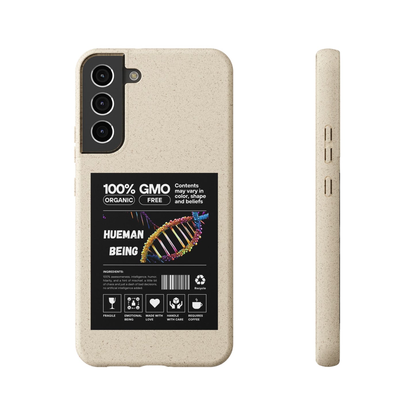 "100% GMO Free Hueman Being" Eco-Friendly Protective Cover