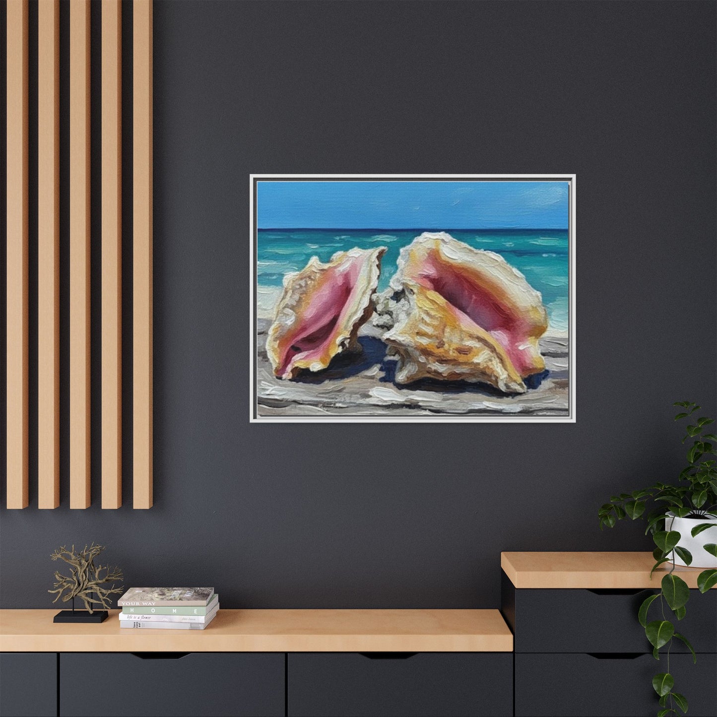 Vibration of the Keys Conch Shell Beach Framed Wall Art