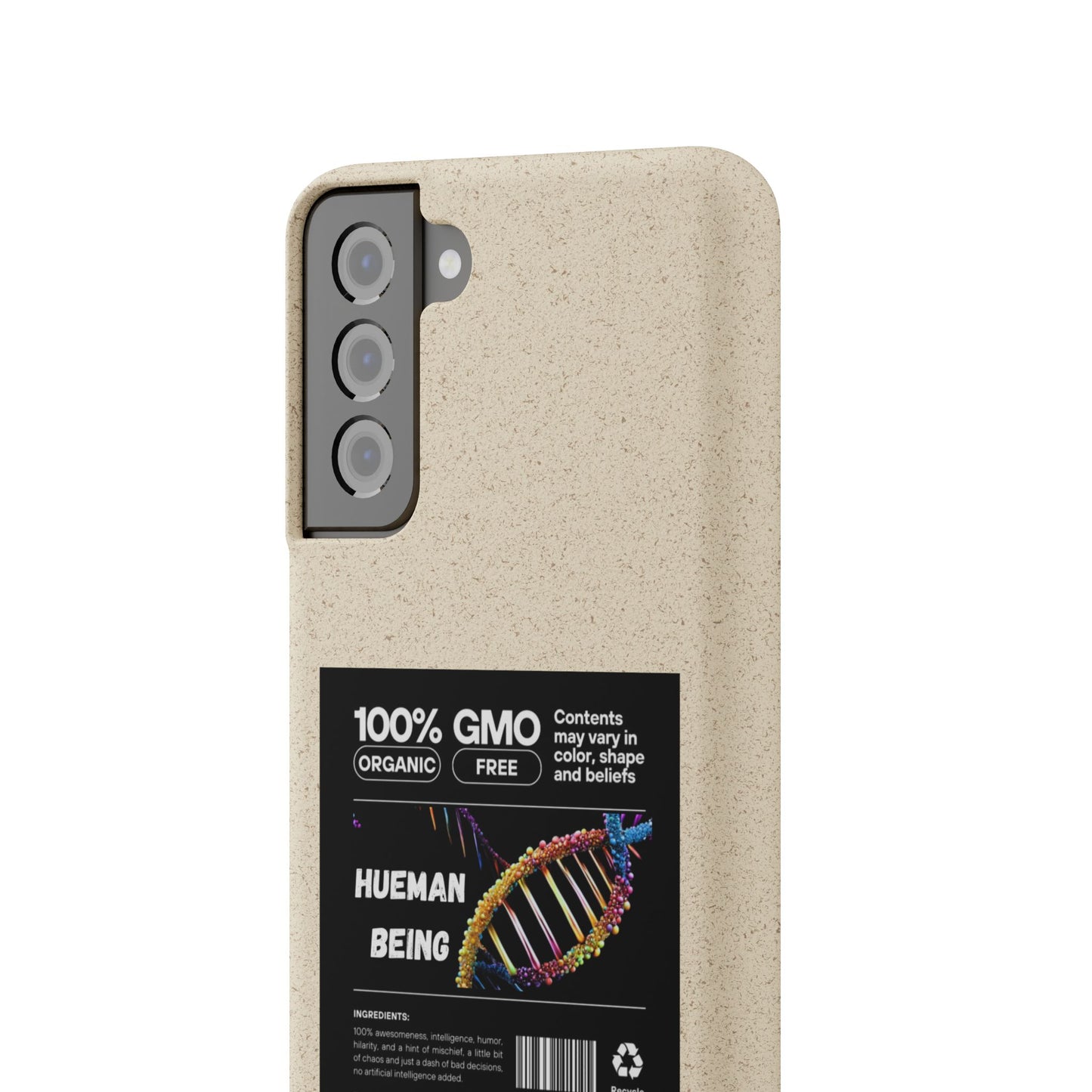 "100% GMO Free Hueman Being" Eco-Friendly Protective Cover