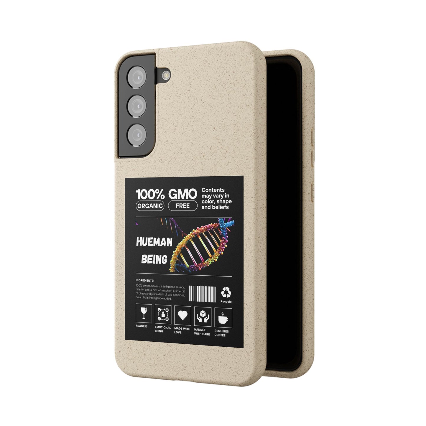 "100% GMO Free Hueman Being" Eco-Friendly Protective Cover