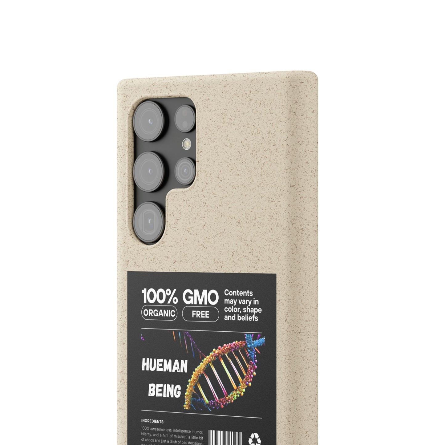 "100% GMO Free Hueman Being" Eco-Friendly Protective Cover