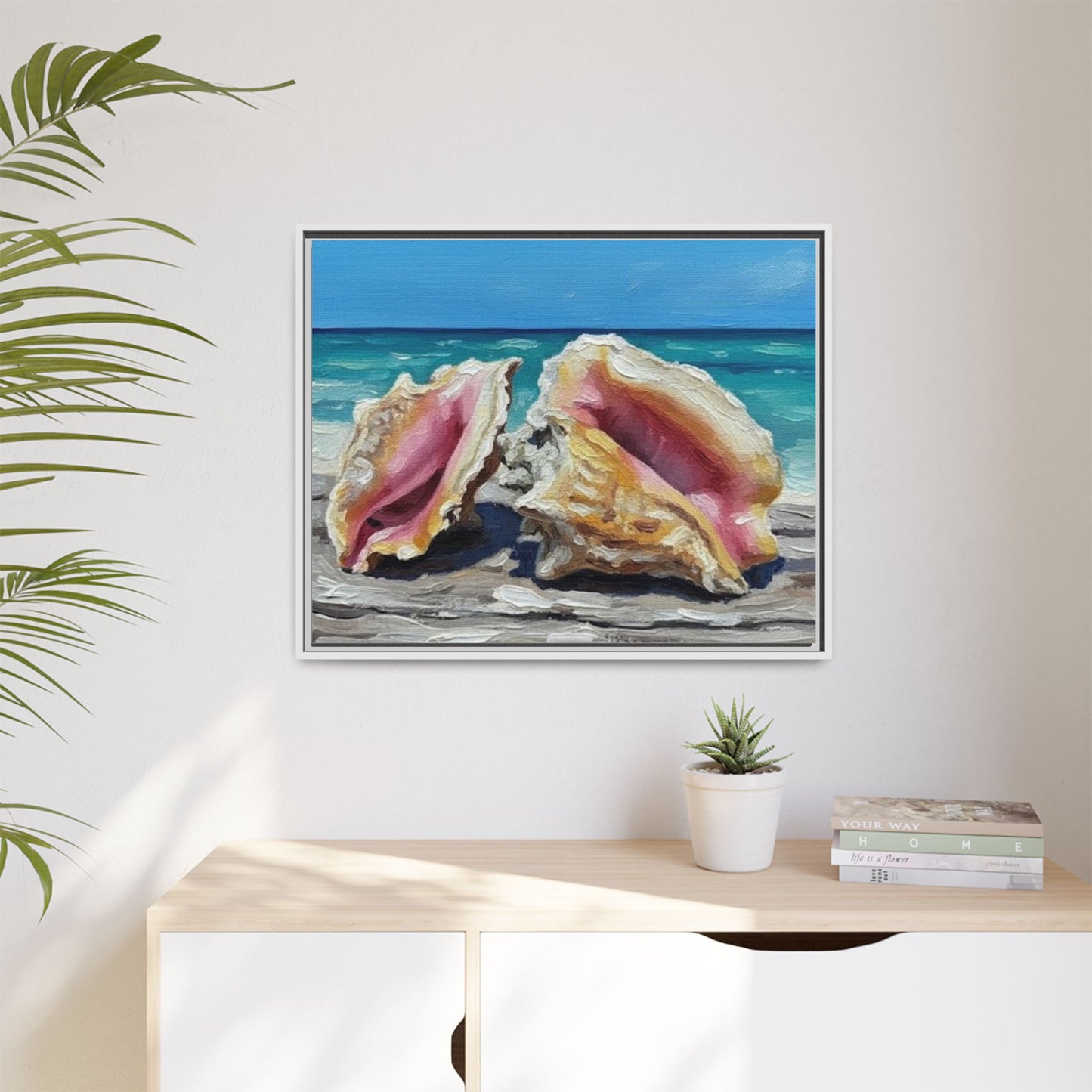 Vibration of the Keys Conch Shell Beach Framed Wall Art