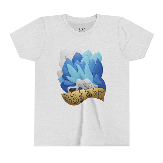 Youth Tee — Blue Feathered Graphic Tee