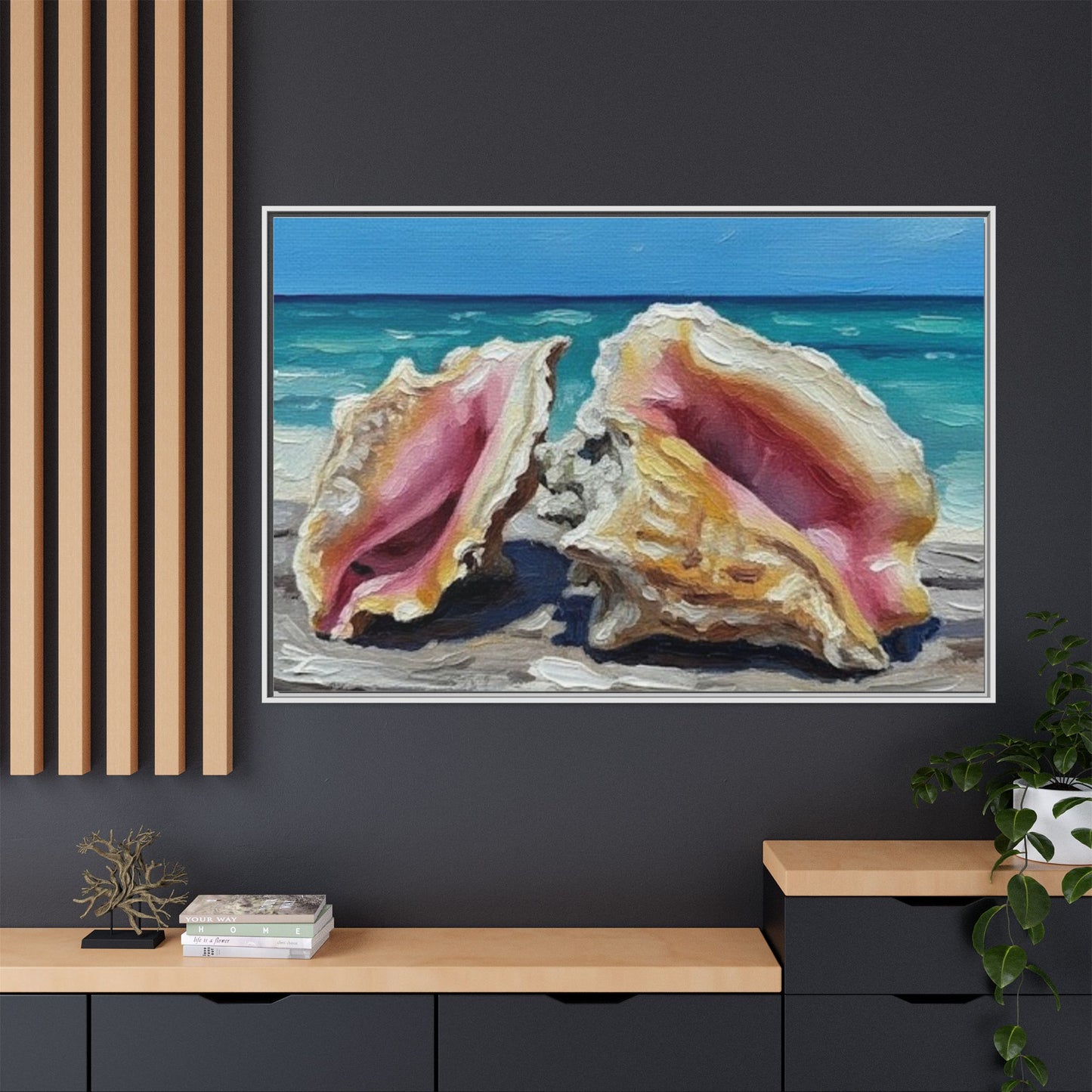 Vibration of the Keys Conch Shell Beach Framed Wall Art
