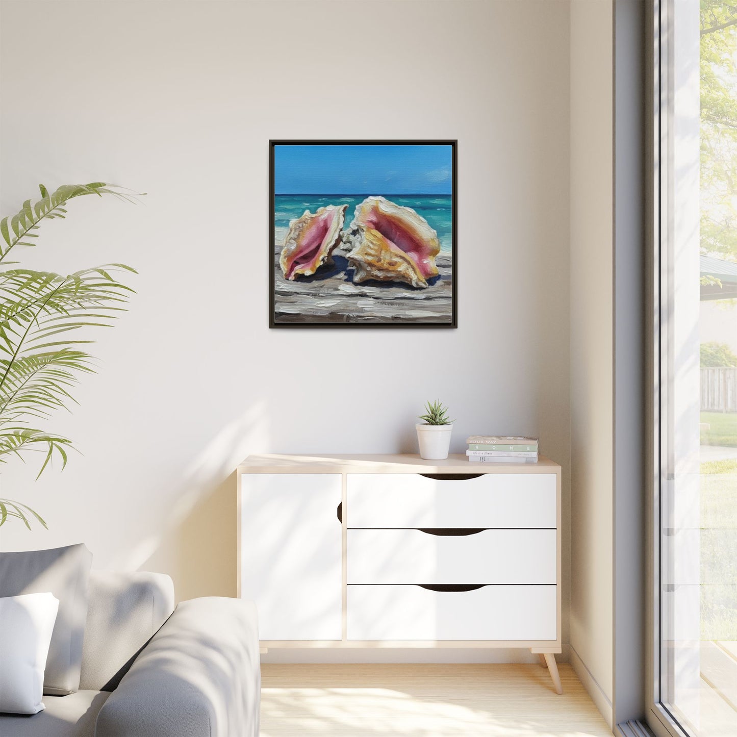 Vibration of the Keys Conch Shell Beach Framed Wall Art