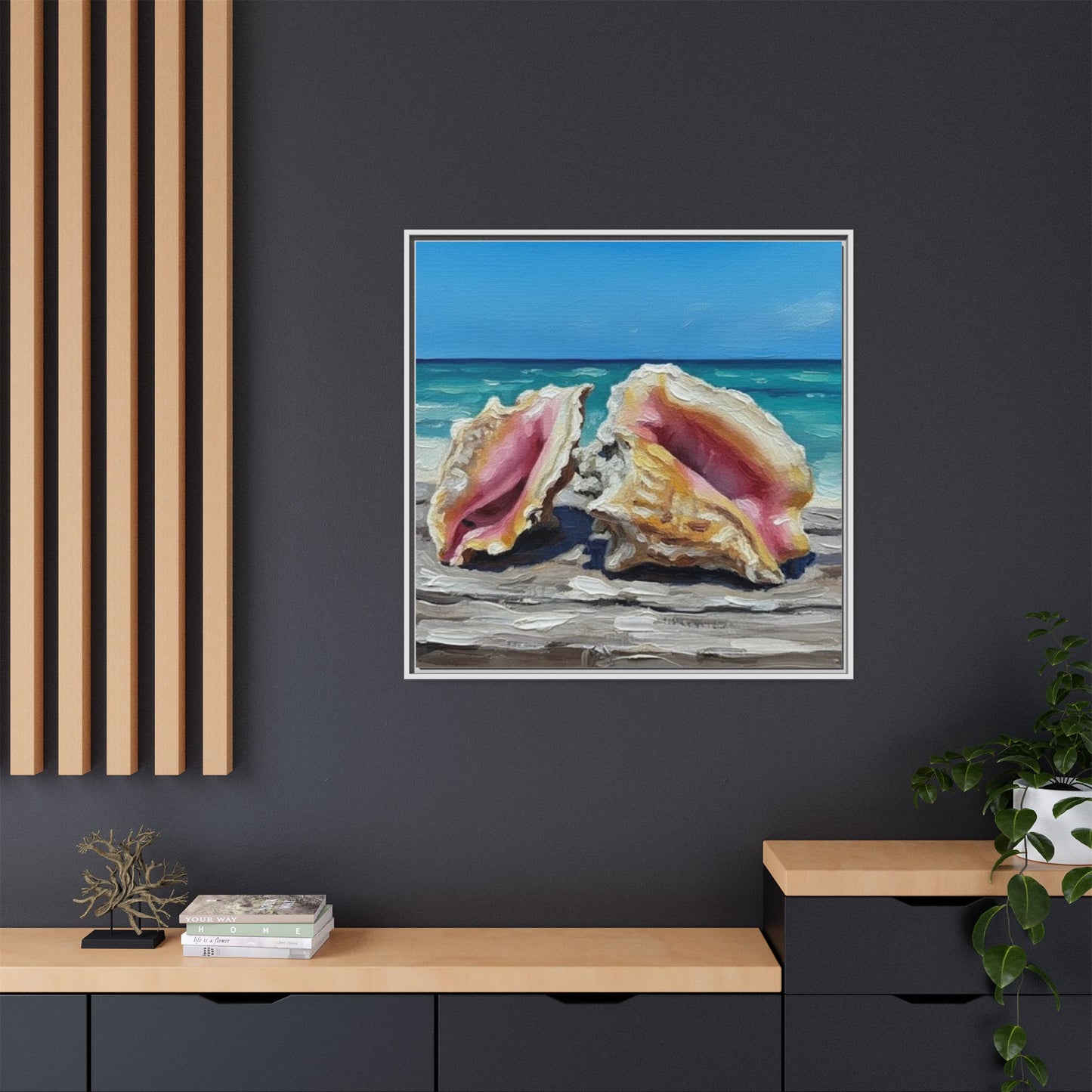 Vibration of the Keys Conch Shell Beach Framed Wall Art