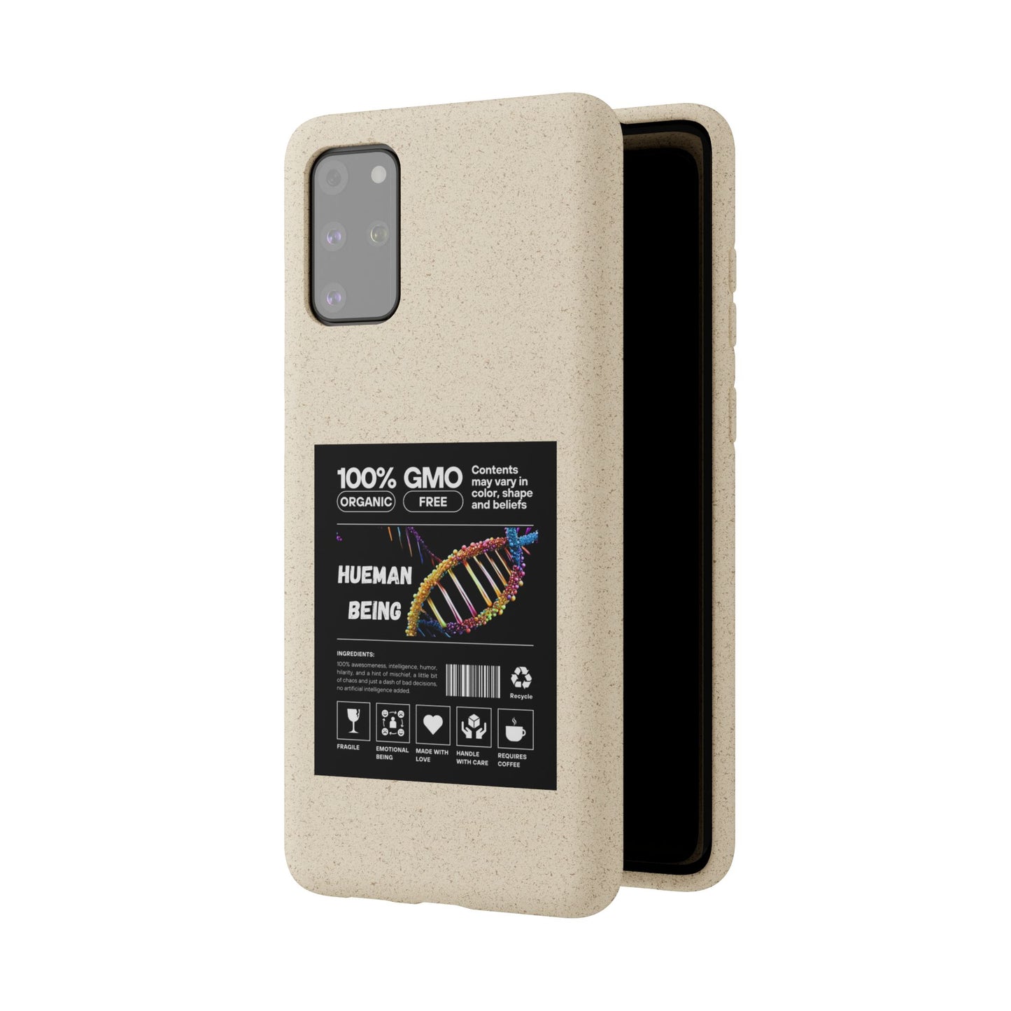 "100% GMO Free Hueman Being" Eco-Friendly Protective Cover