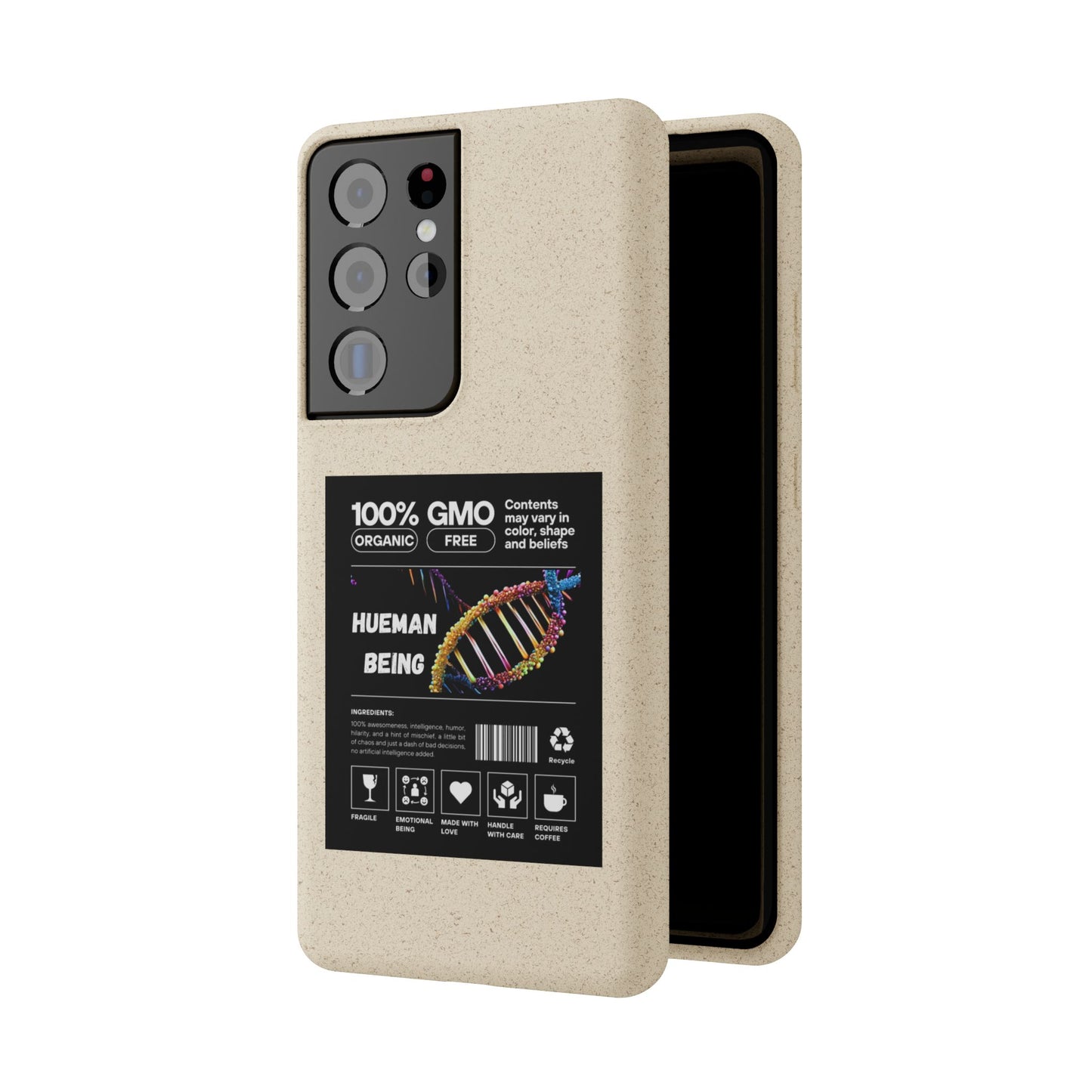 "100% GMO Free Hueman Being" Eco-Friendly Protective Cover