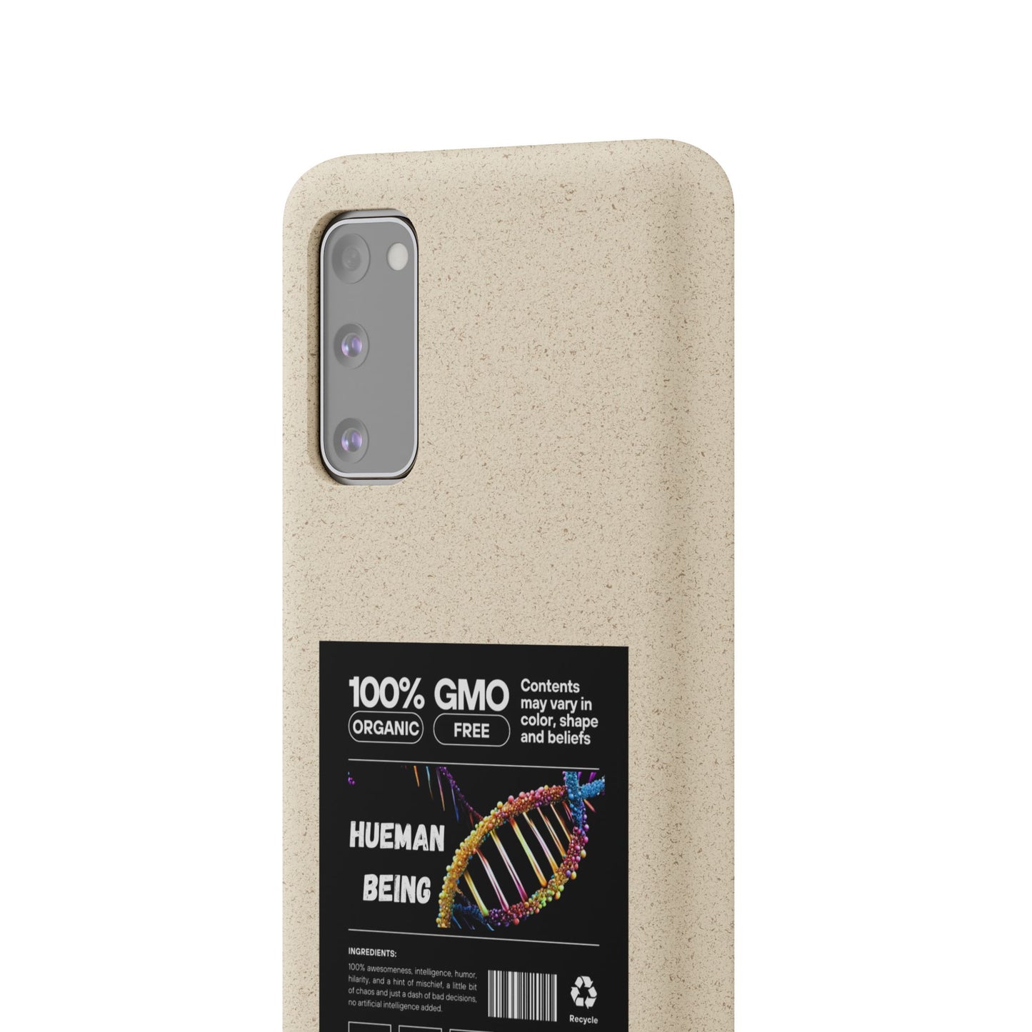 "100% GMO Free Hueman Being" Eco-Friendly Protective Cover