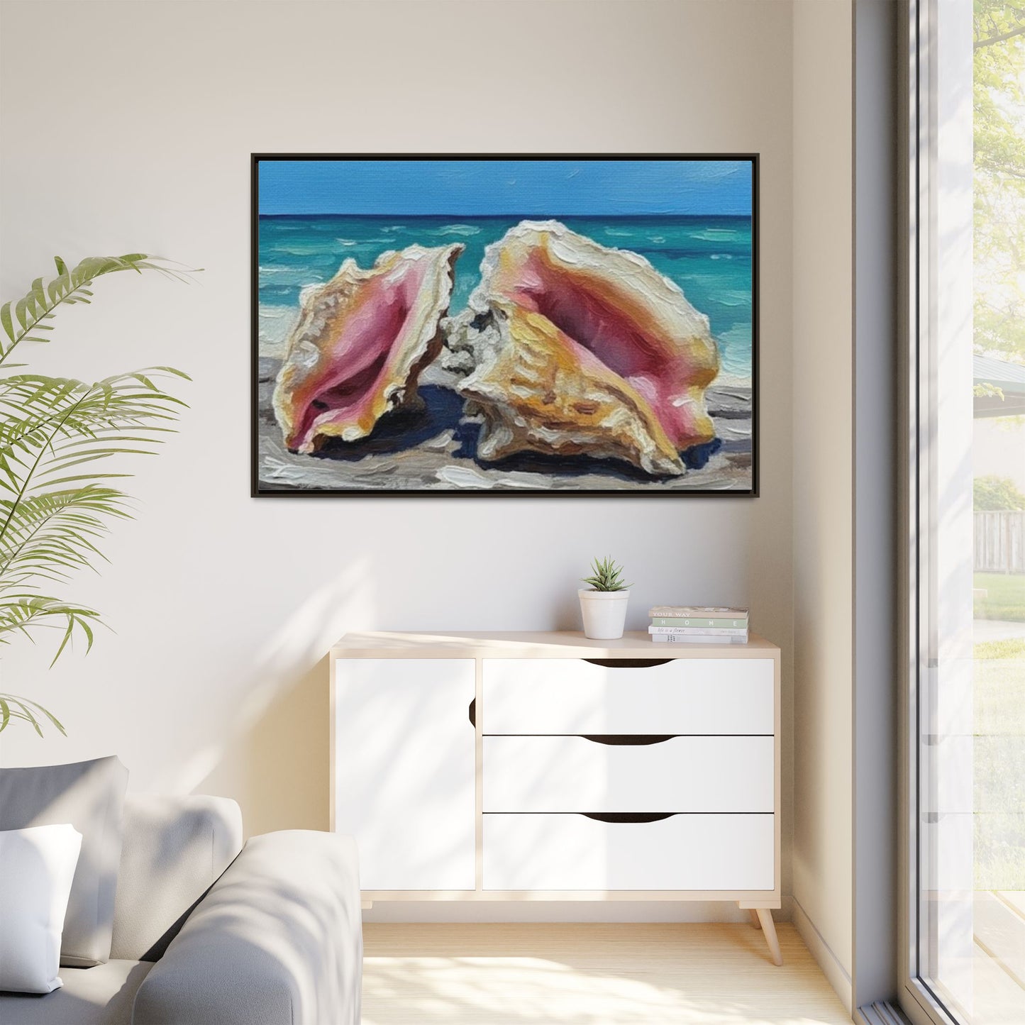 Vibration of the Keys Conch Shell Beach Framed Wall Art