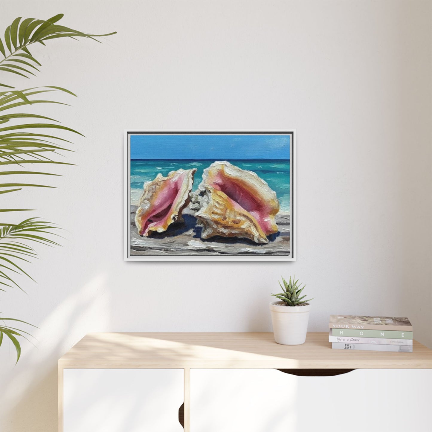 Vibration of the Keys Conch Shell Beach Framed Wall Art
