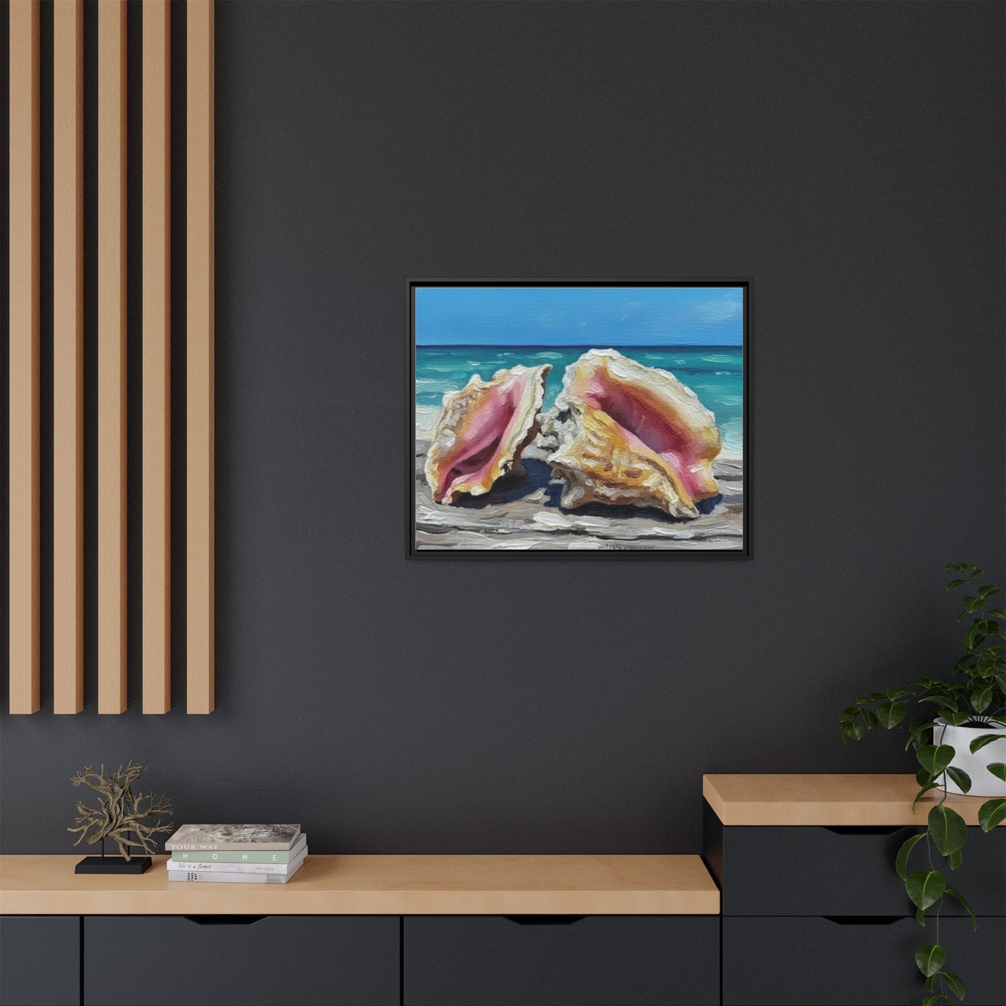 Vibration of the Keys Conch Shell Beach Framed Wall Art