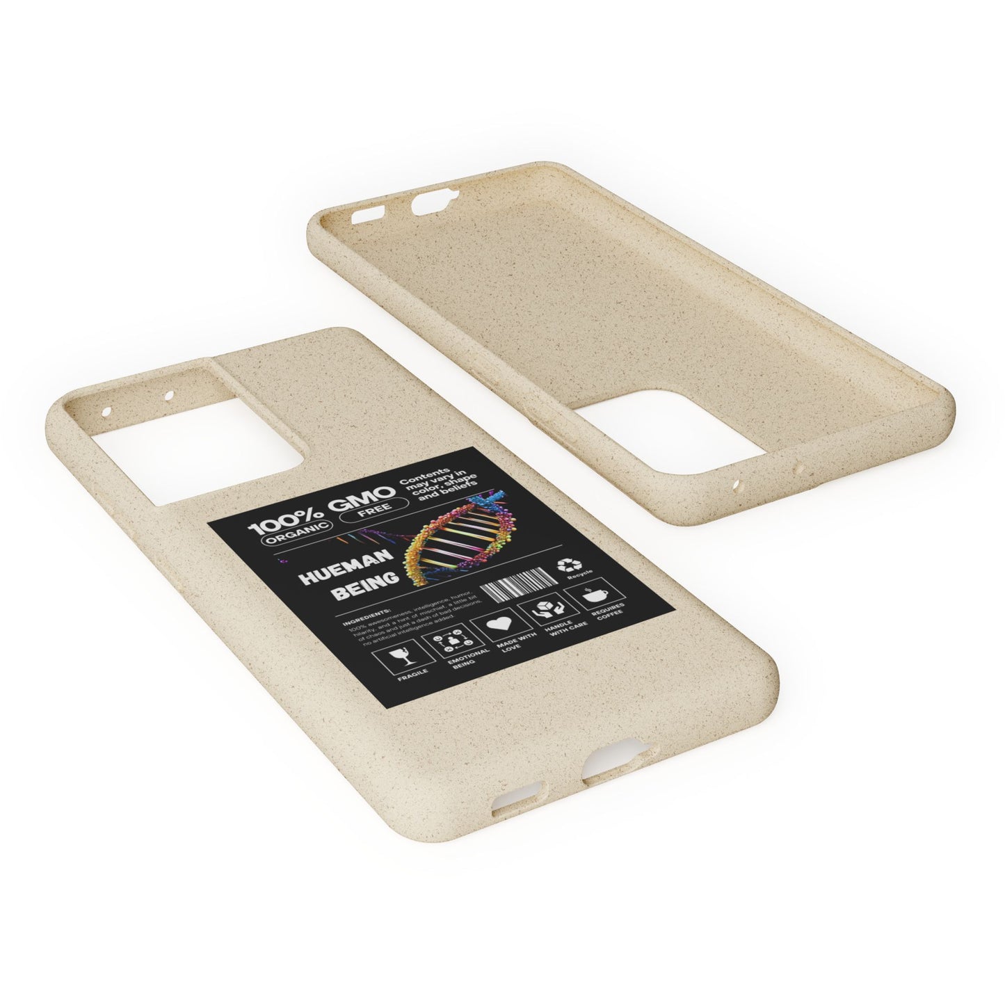 "100% GMO Free Hueman Being" Eco-Friendly Protective Cover