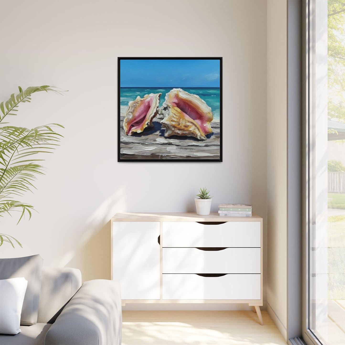 Vibration of the Keys Conch Shell Beach Framed Wall Art