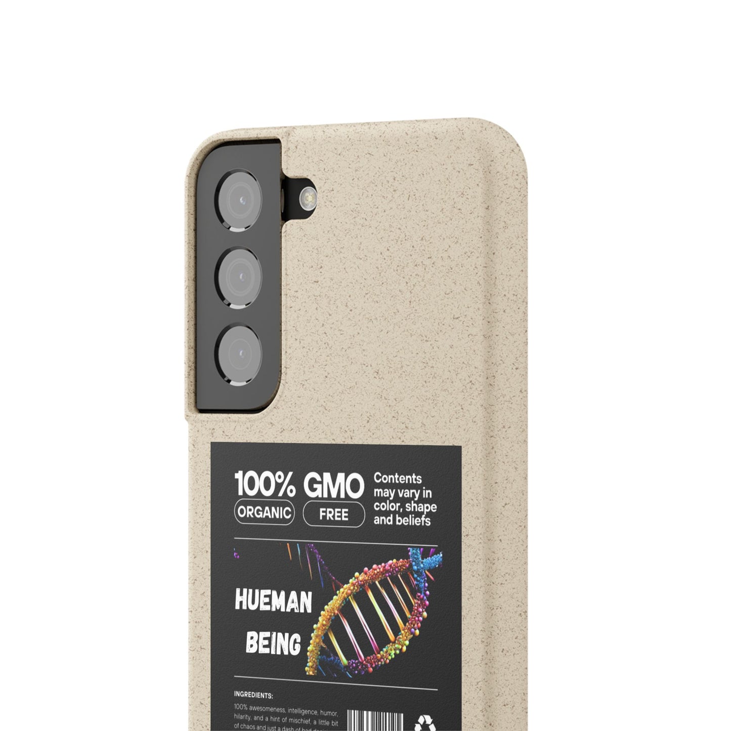 "100% GMO Free Hueman Being" Eco-Friendly Protective Cover