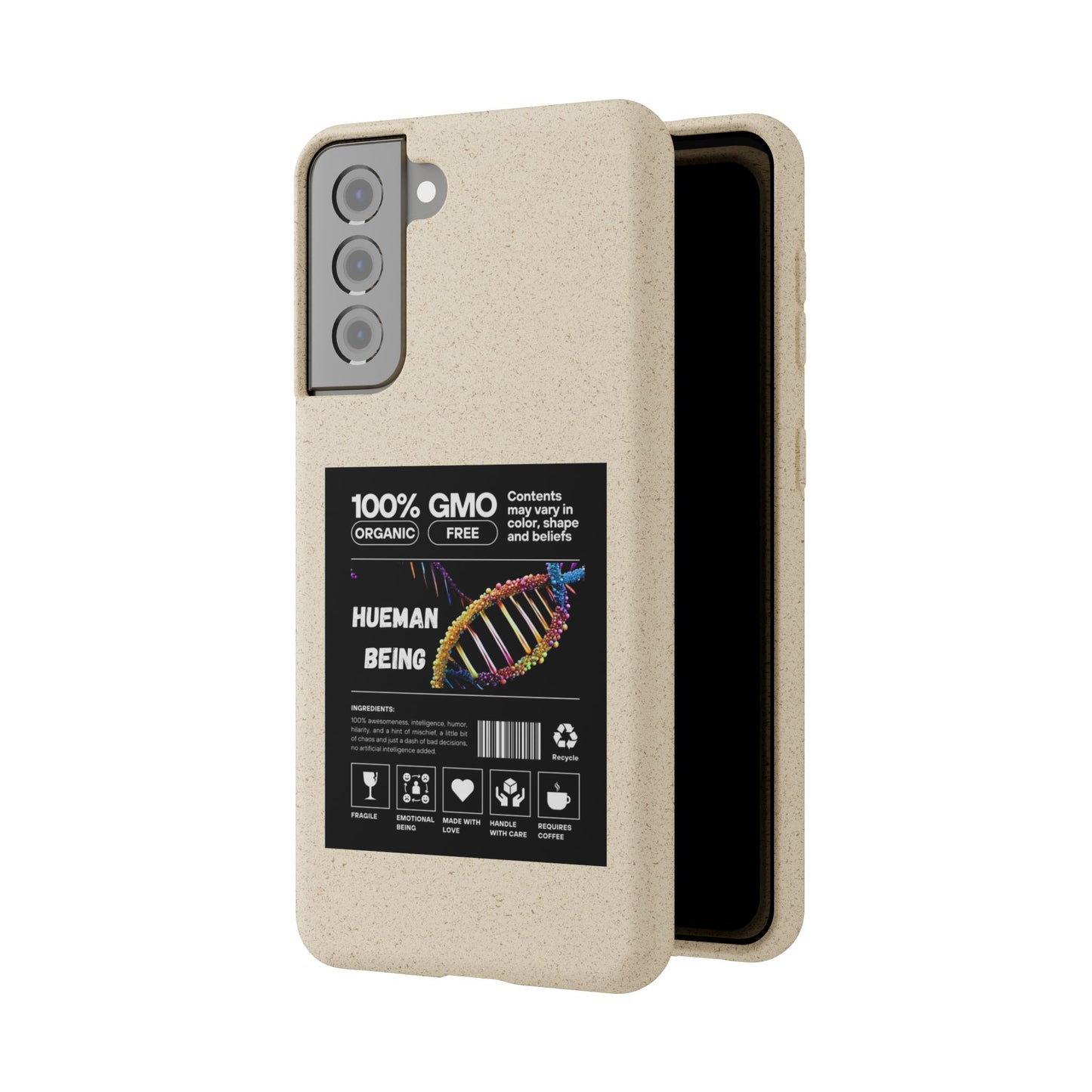 "100% GMO Free Hueman Being" Eco-Friendly Protective Cover