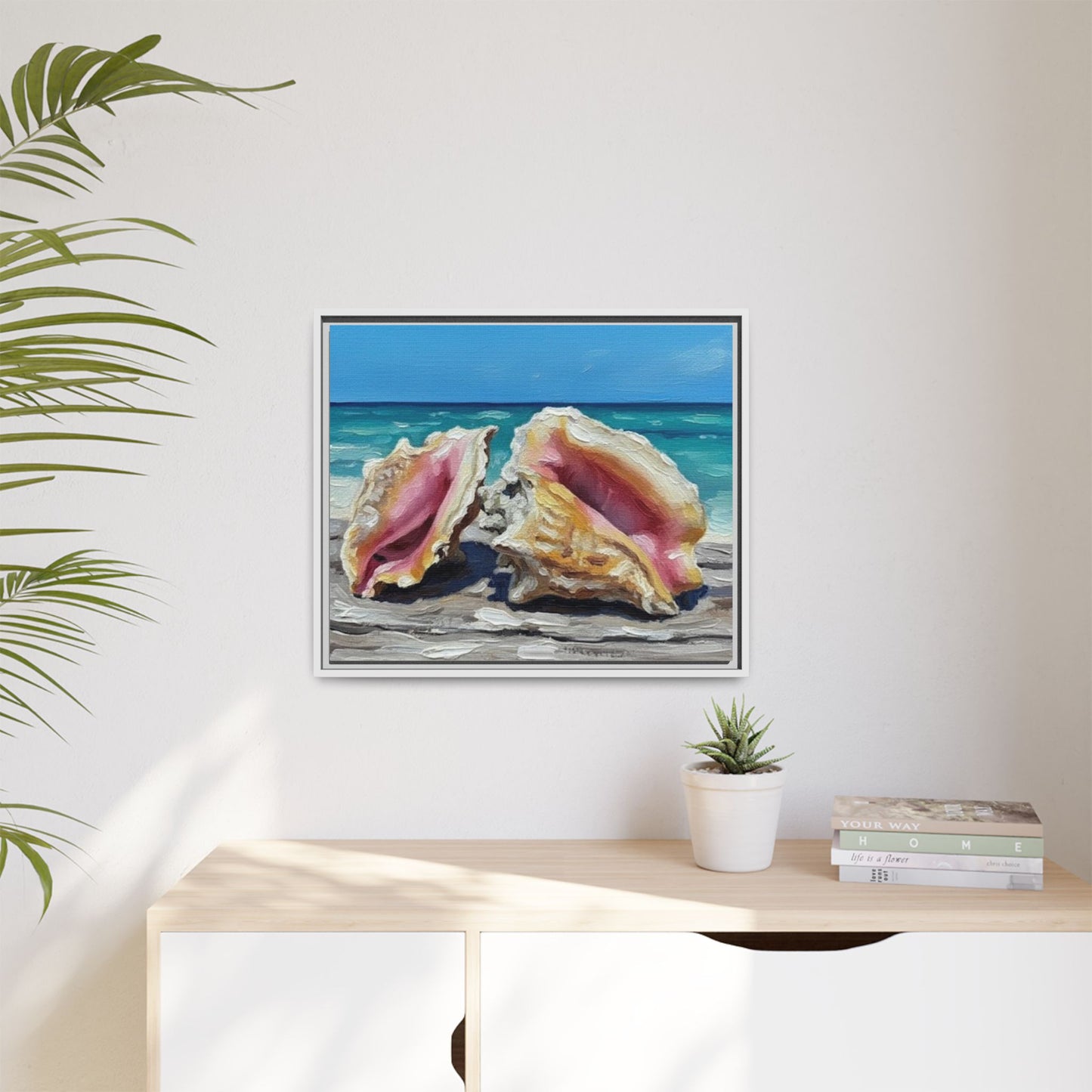 Vibration of the Keys Conch Shell Beach Framed Wall Art