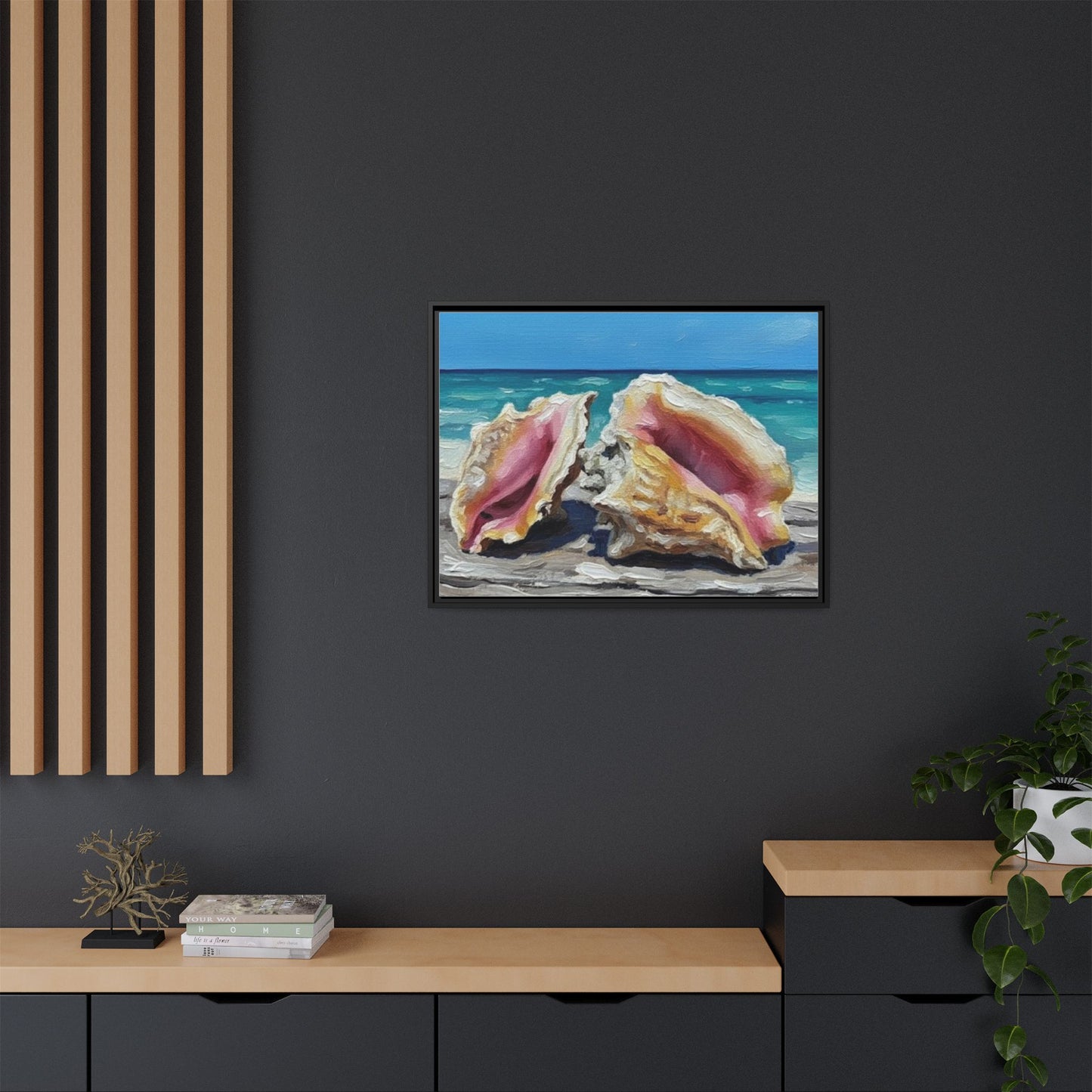 Vibration of the Keys Conch Shell Beach Framed Wall Art