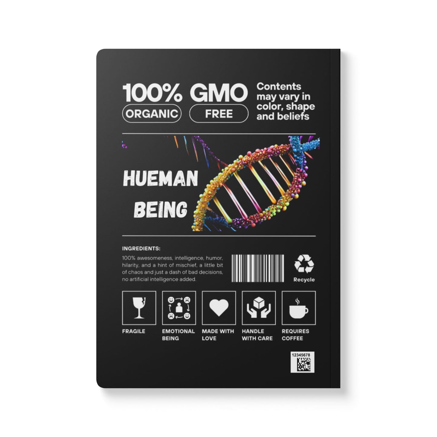 Libreta de tapa blanda — Portada «Vibración de las teclas» con diseño de lomo 100 % humano transgénico