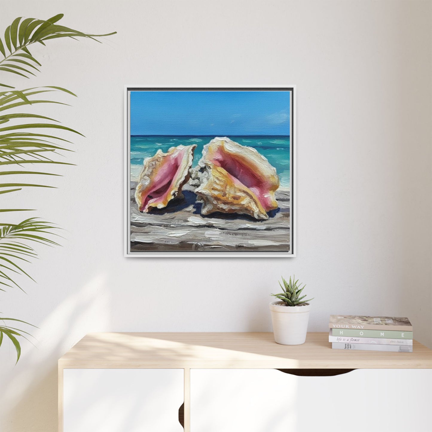 Vibration of the Keys Conch Shell Beach Framed Wall Art