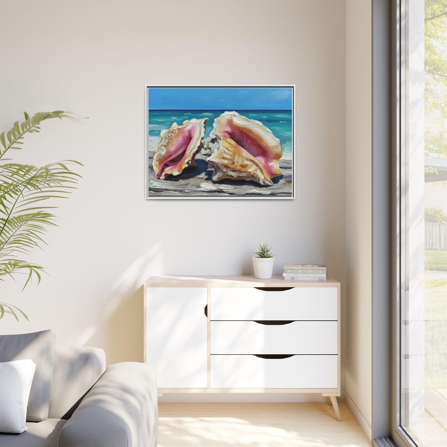 Vibration of the Keys Conch Shell Beach Framed Wall Art