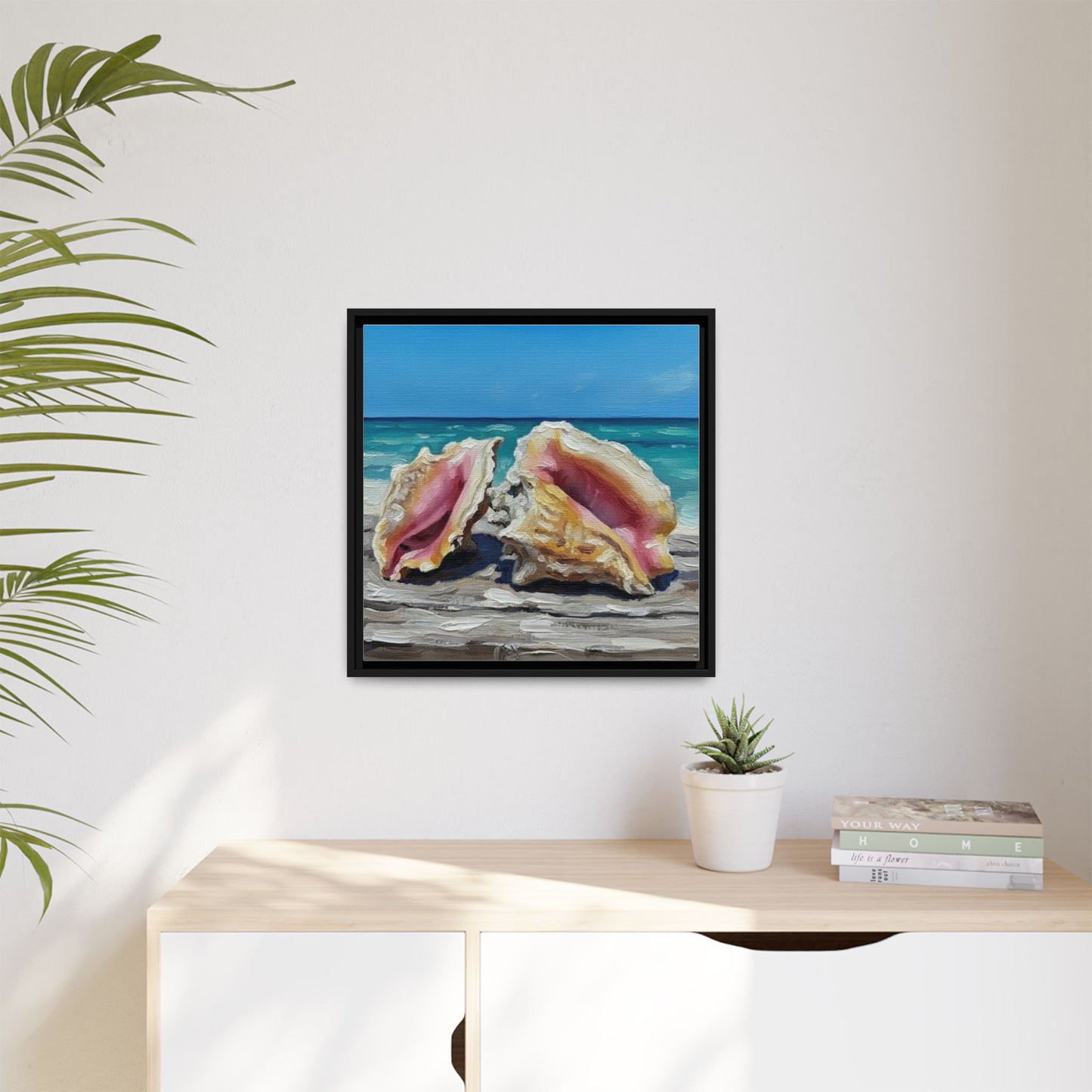 Vibration of the Keys Conch Shell Beach Framed Wall Art